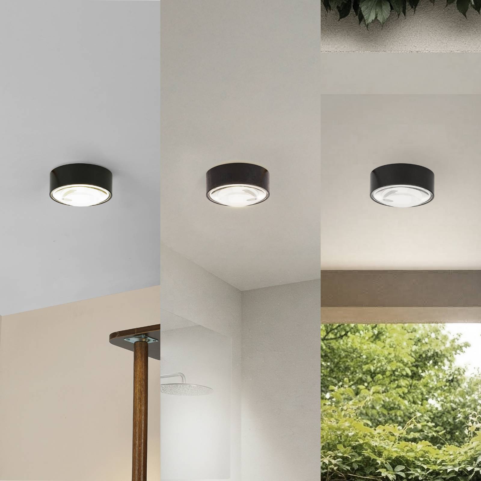 Lindby Downlight LED Siaka, czarny, metal, Ø 5 cm, IP65