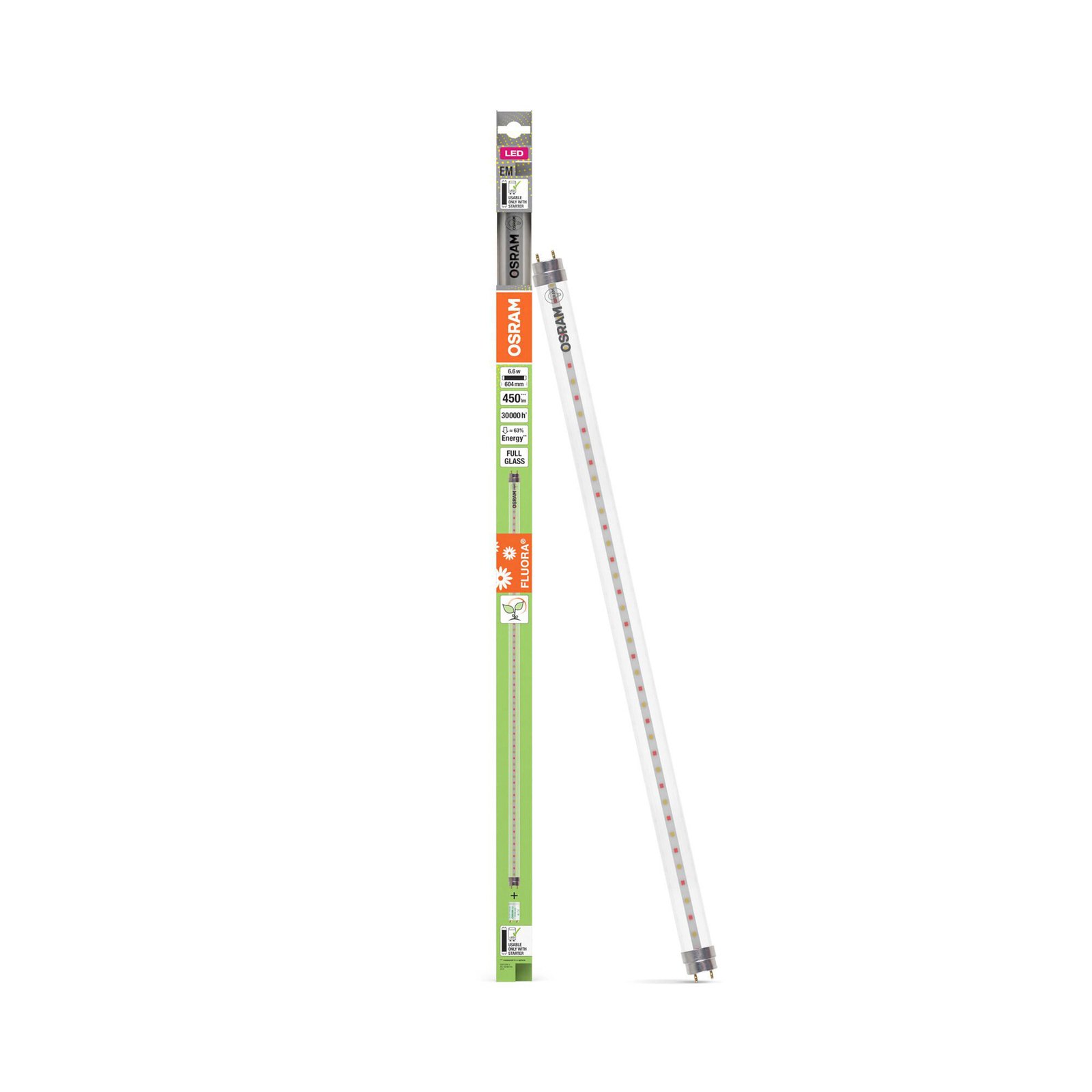 OSRAM Lampadina tubolare per piante T8 6,6W Fluora 2.500K 60cm