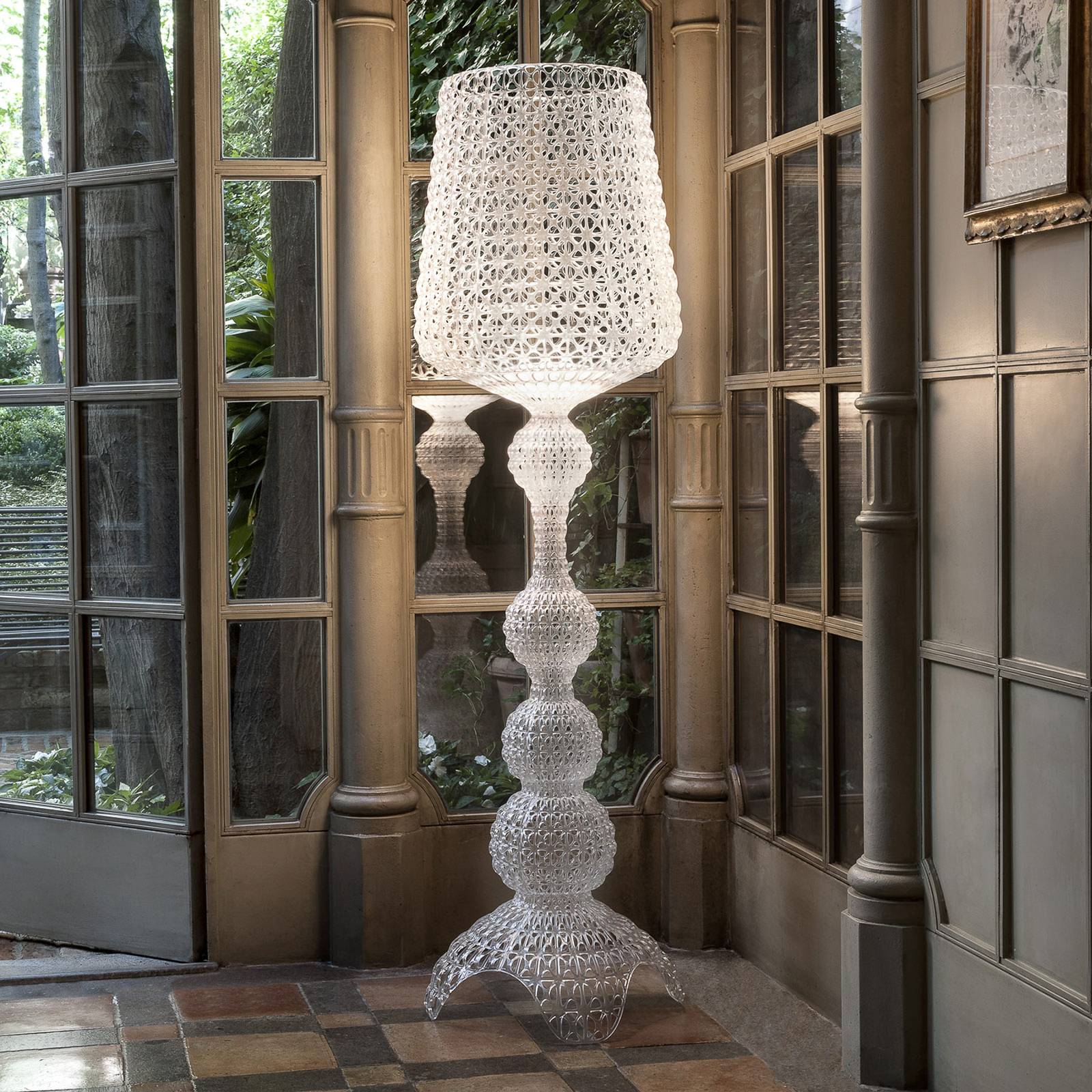 Designerska lampa stojąca LED Kabuki przezroczysta