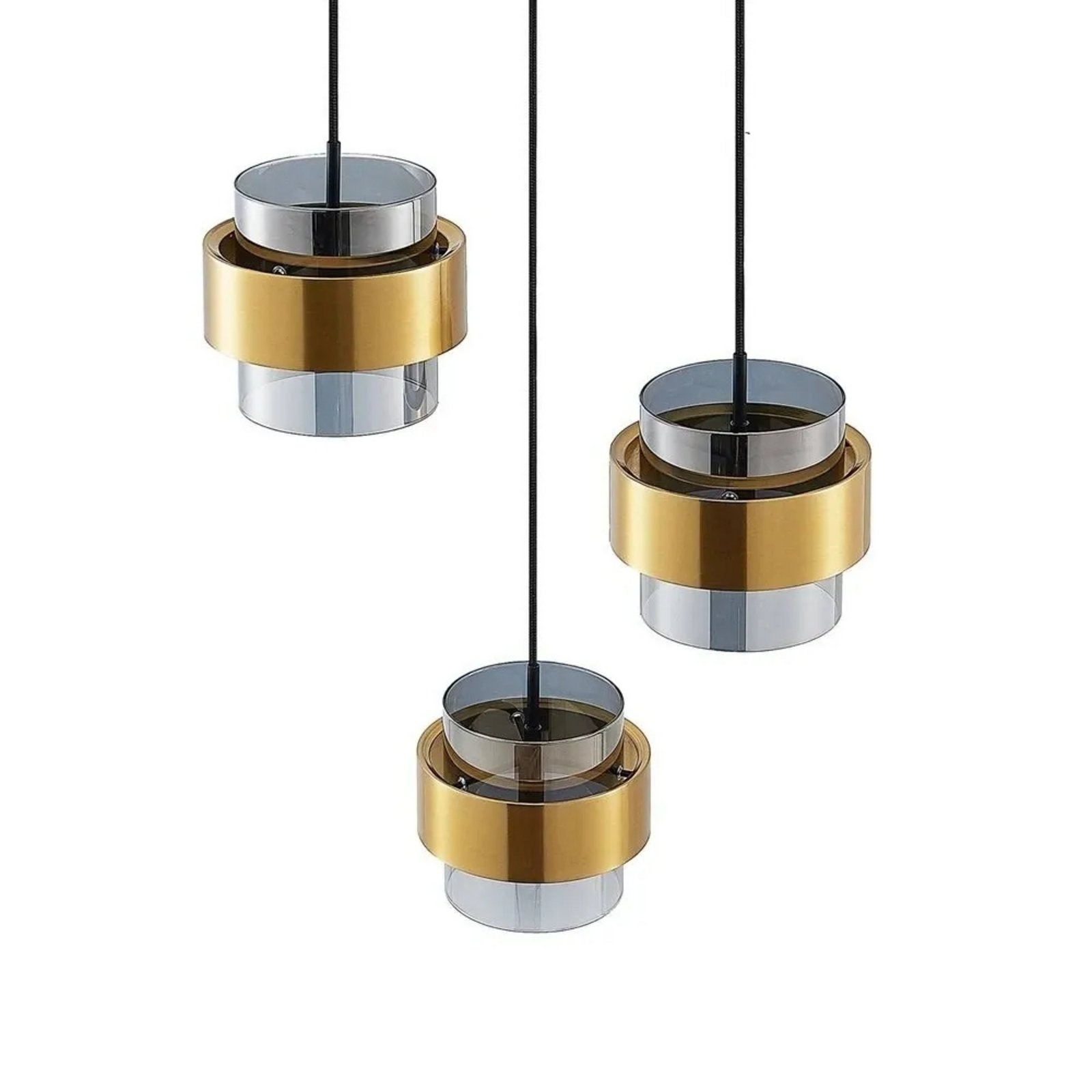 Ikibare Cluster Pendant Black/Brass/Smoke - Lucande