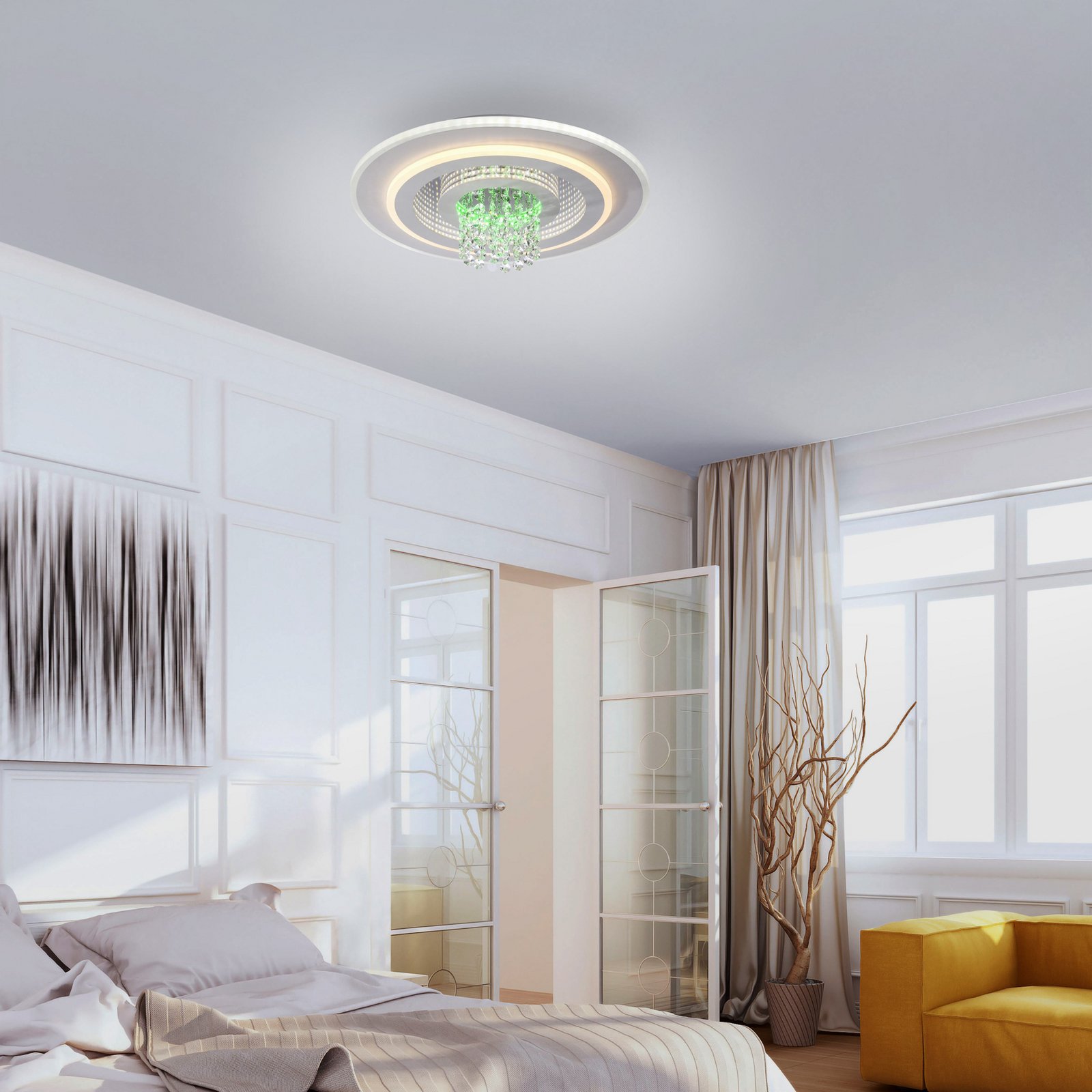 JUST LIGHT. LED plafondlamp Tolago RGB, CCT, wit, afstandsbediening