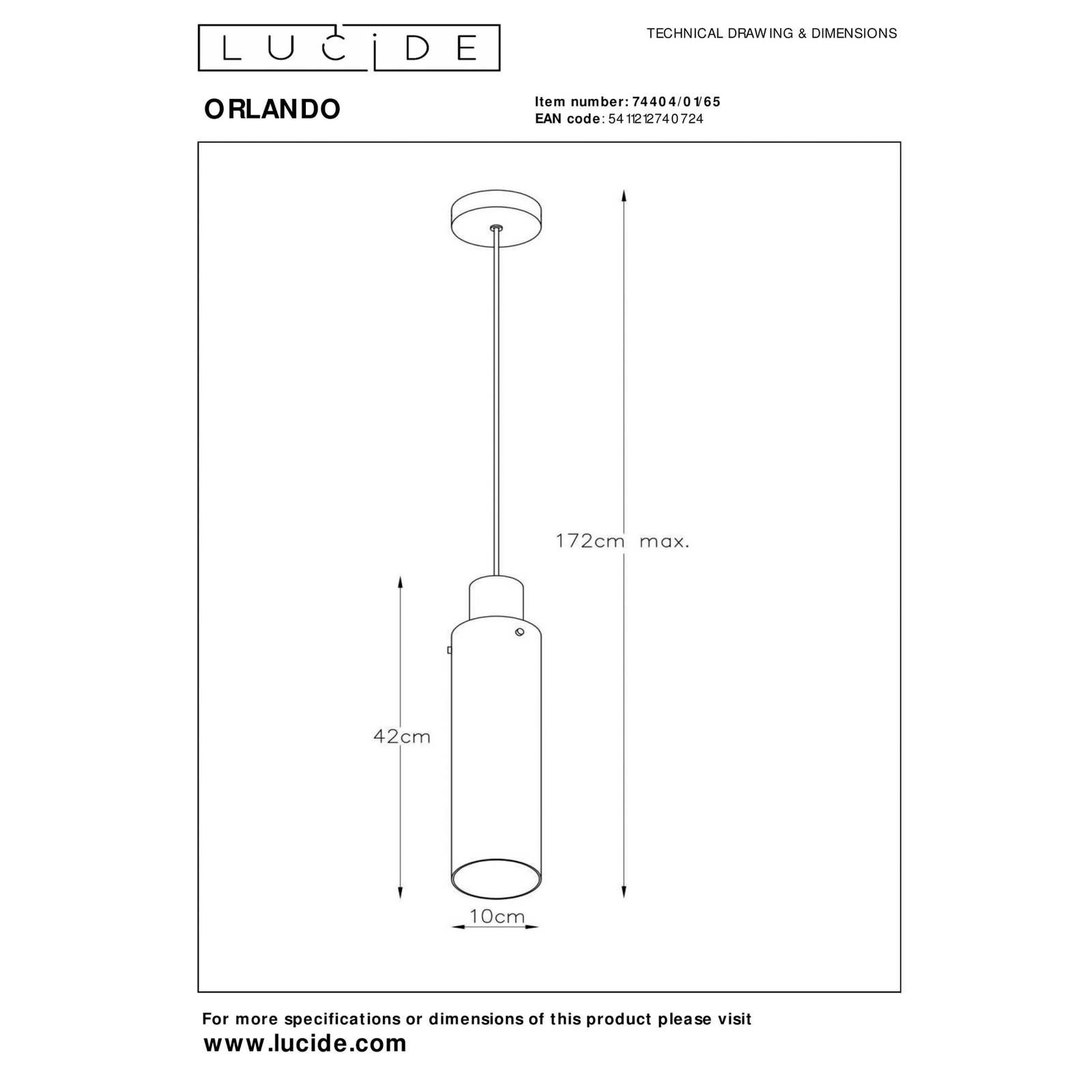 Image of Lucide Suspension Orlando, gris fumé, à 1 lampe 5411212740724