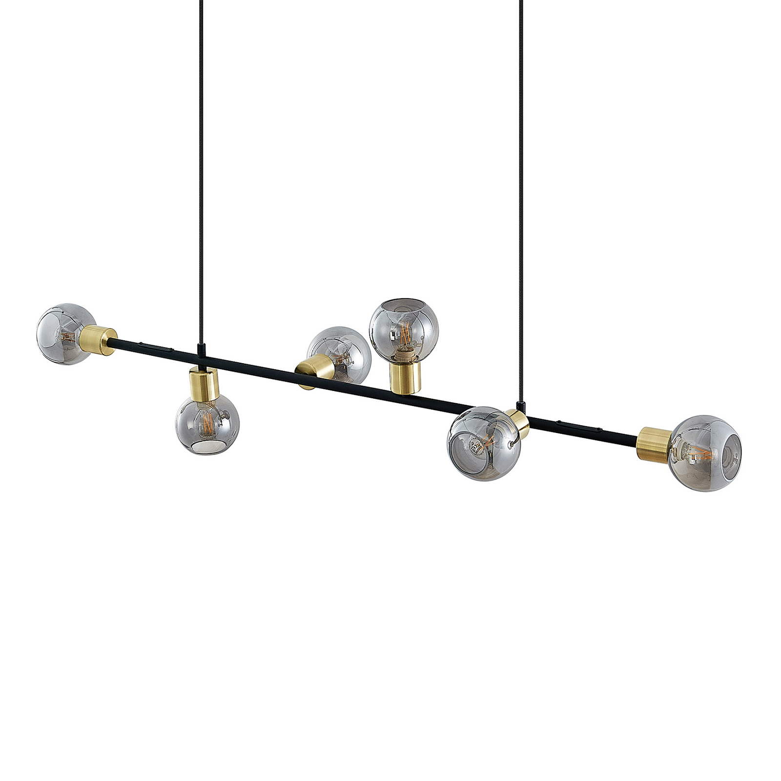 Lindby Biscala suspension LED noir/laiton/fumée