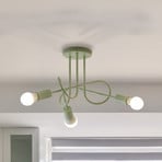 Plafonnier Oxford, vert, métal, à 3 lampes, E27