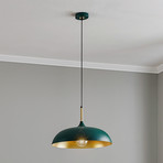 Lincoln pendant light, green/gold