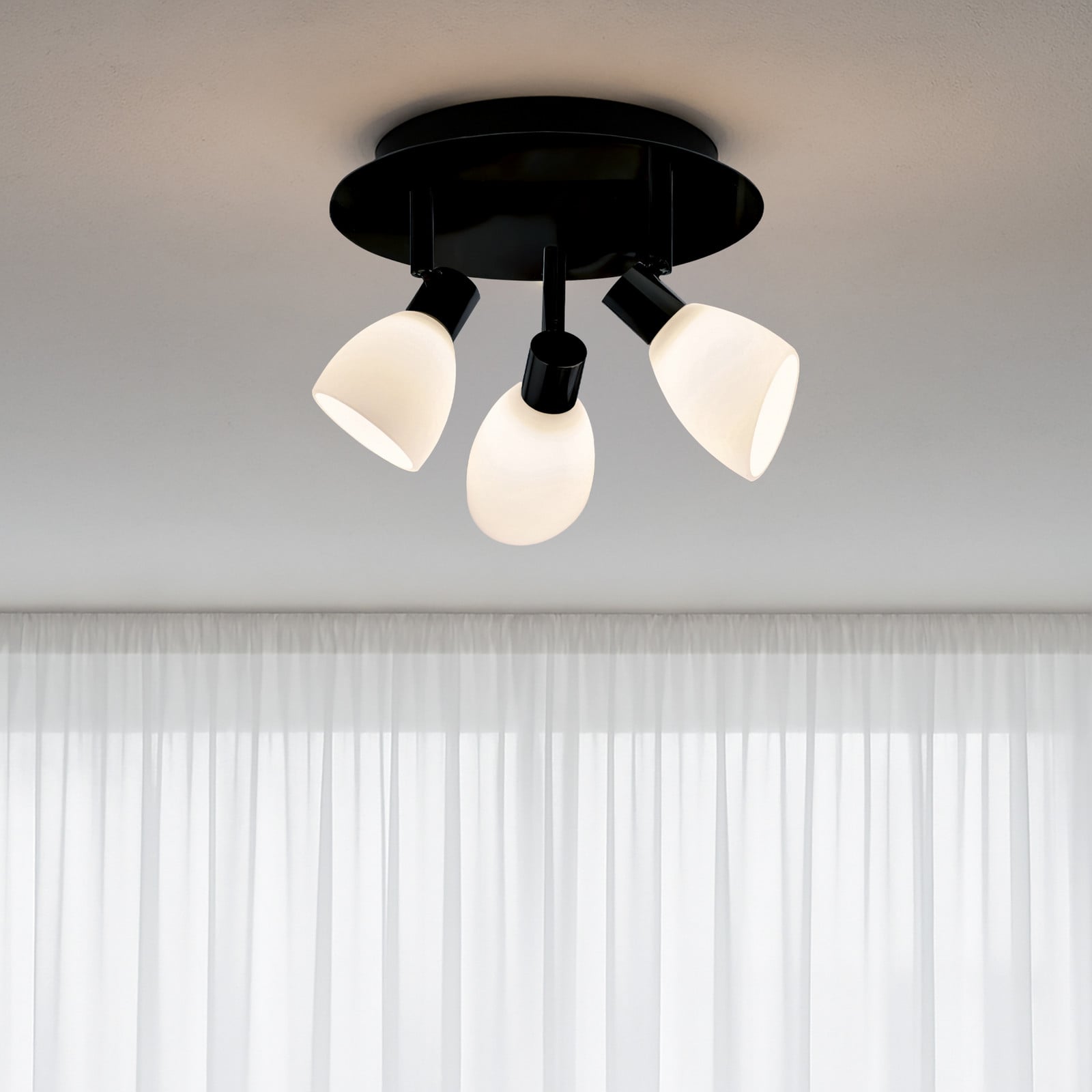 Cut 3 Loftlampe Round Black/Opal Herstal - Køkken - Metal billede