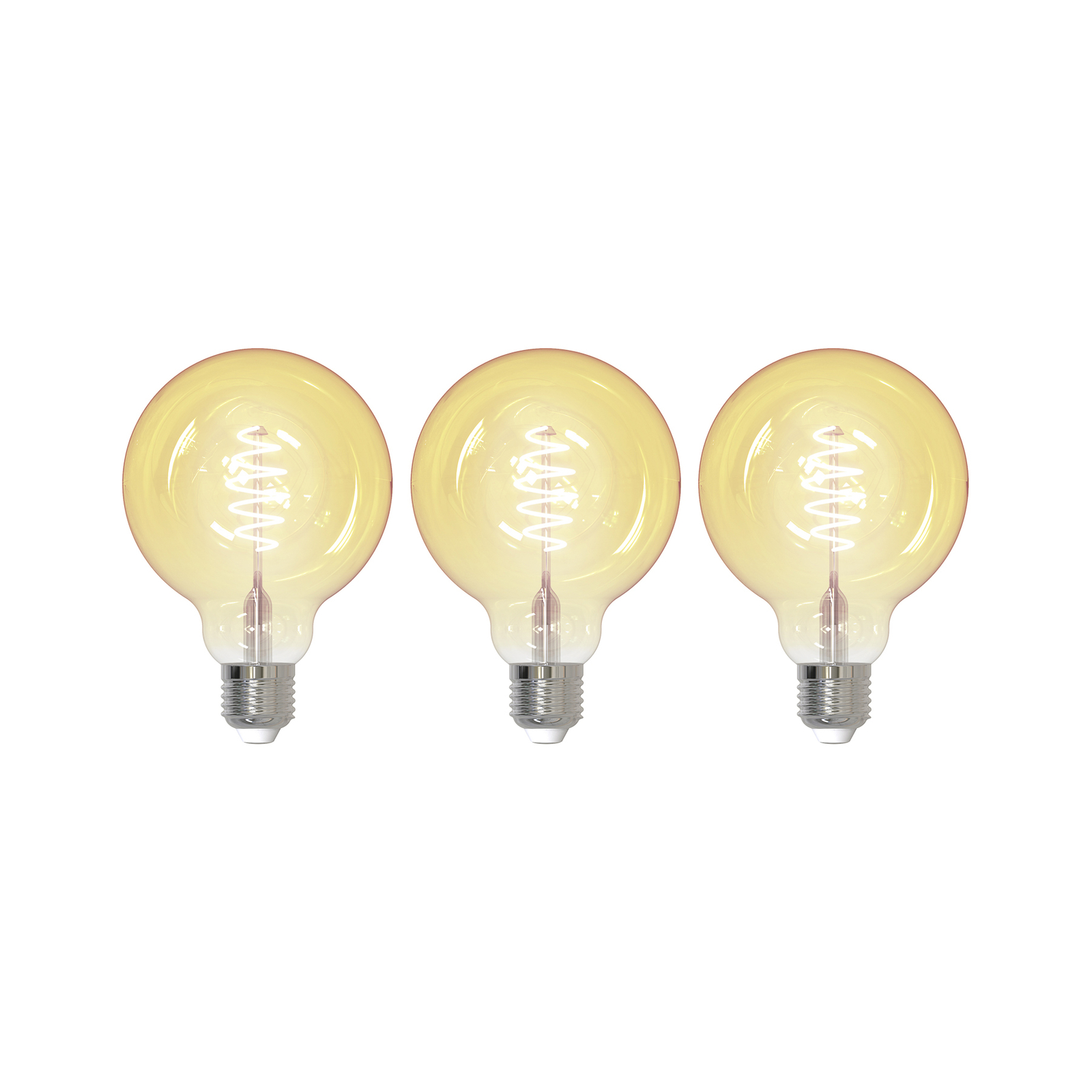 Prios LED-Globe E27 G95 4,9W WLAN klar amber, 3er