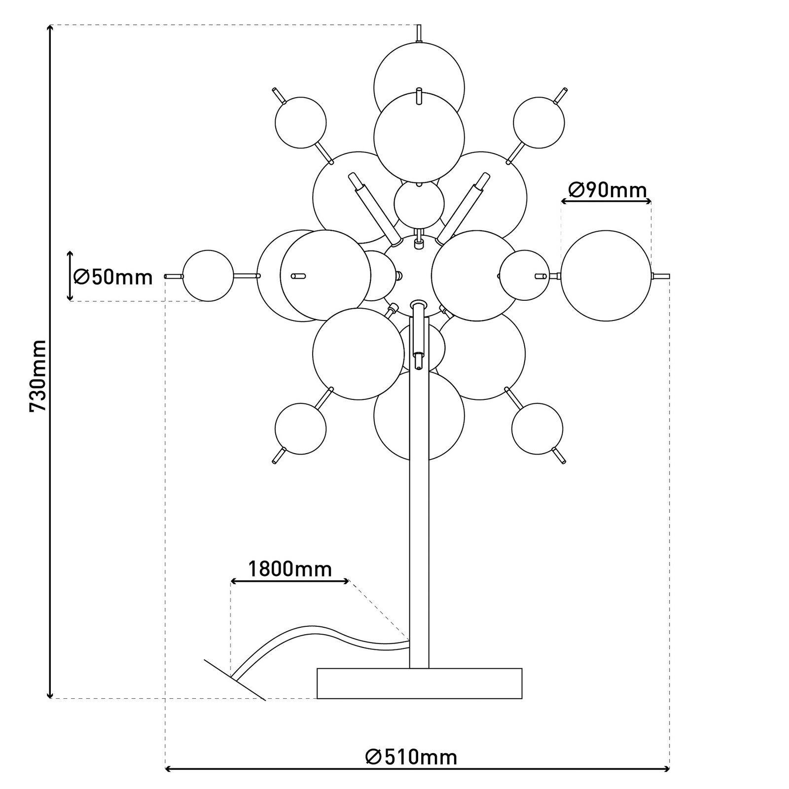 Candeeiro de mesa Explosion, vidro, cores pastel, cromado, G9