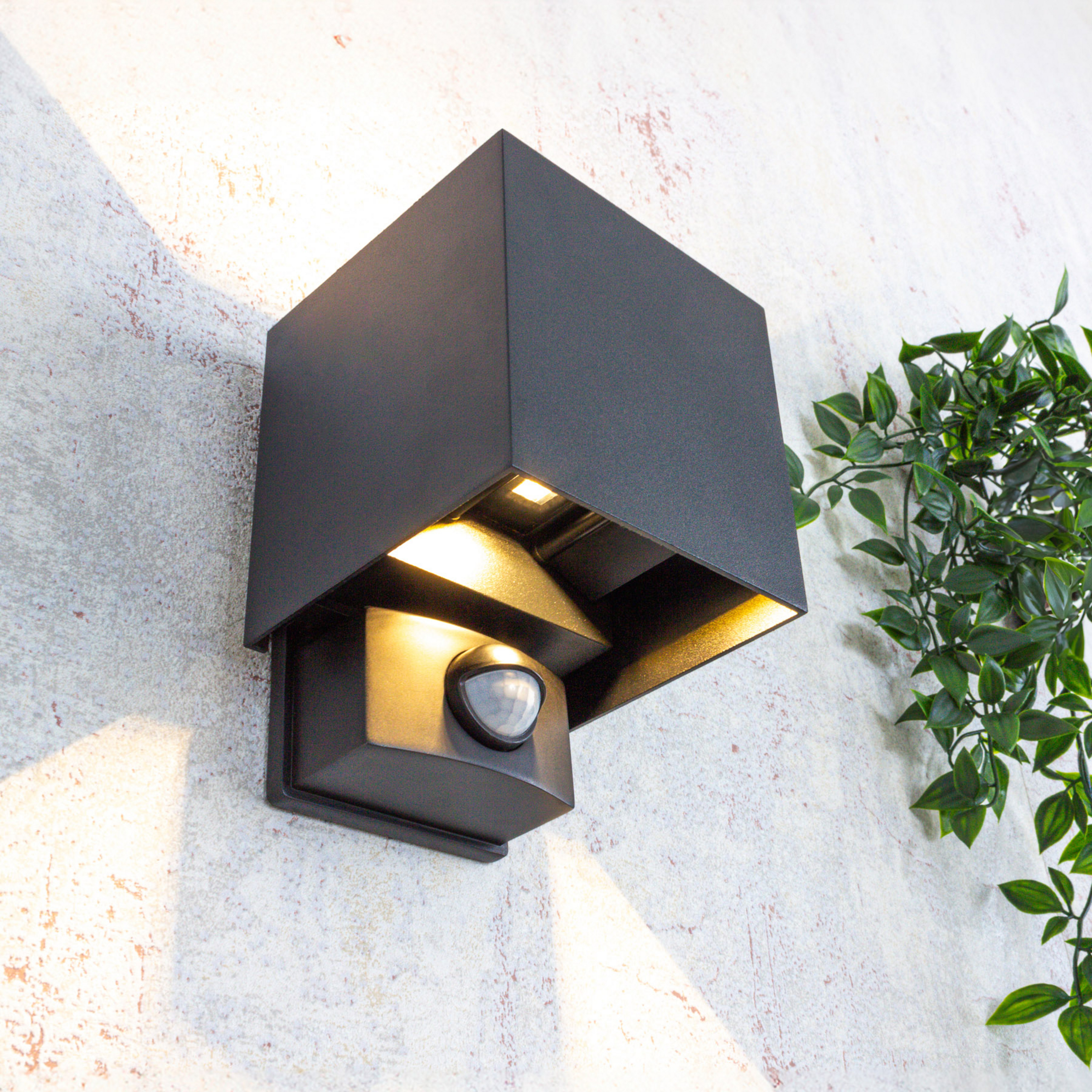 Applique d'extérieur LED Dubai, anthracite, largeur 10 cm, capteur
