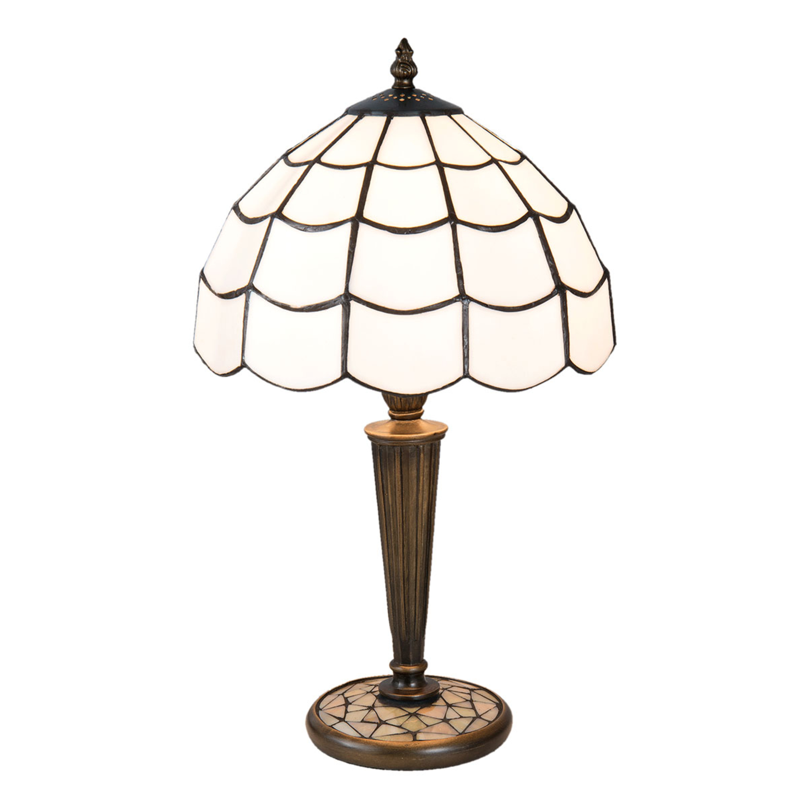 Clayre & Eef Wiebke table lamp in the Tiffany style, for Living / Dining Room, glass, polyresin, E27, 40 W, energy efficiency: A++, H: 43 cm