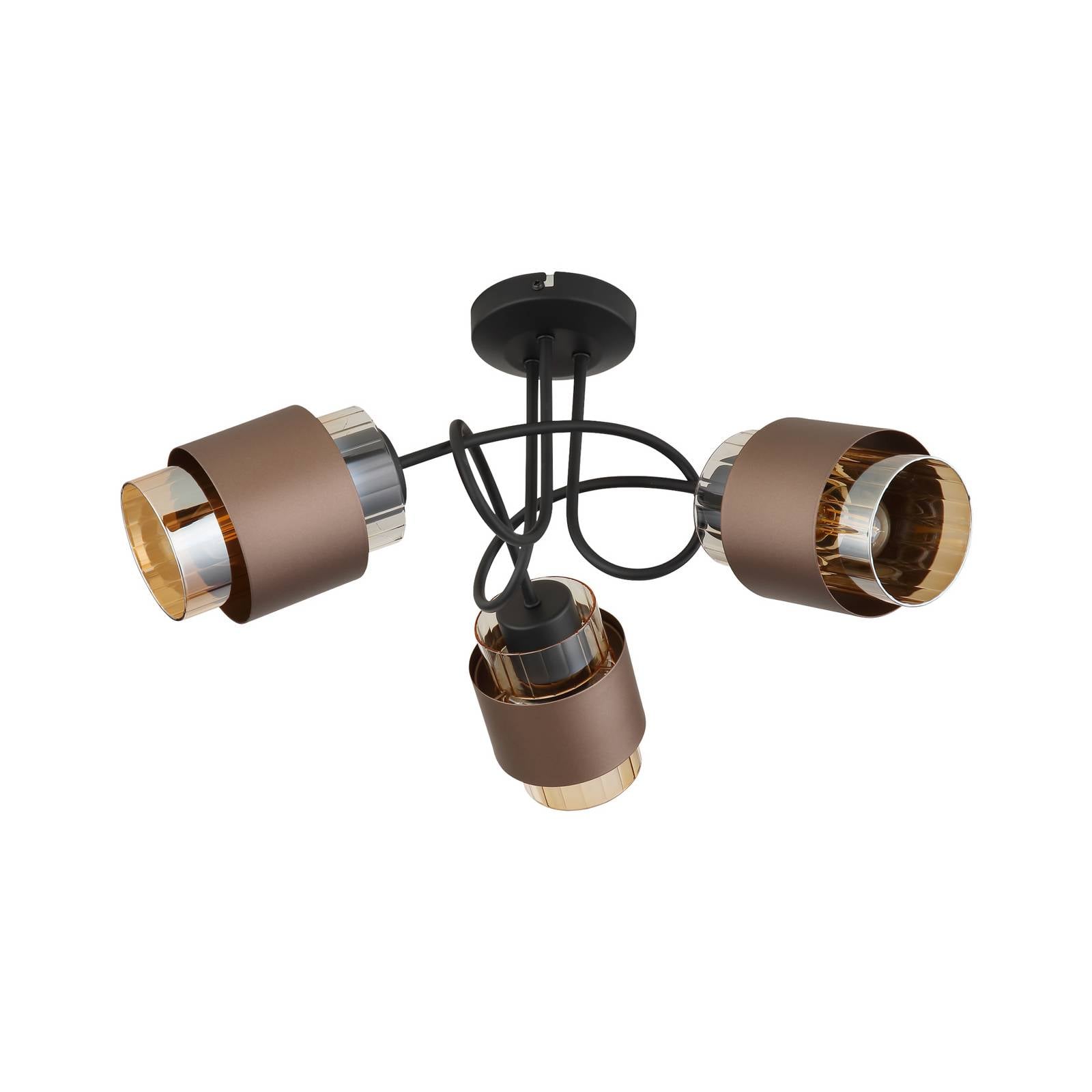 Deckenlampe Milley, amber/bronze, Glas, Ø 43 cm, 3-flg., E27