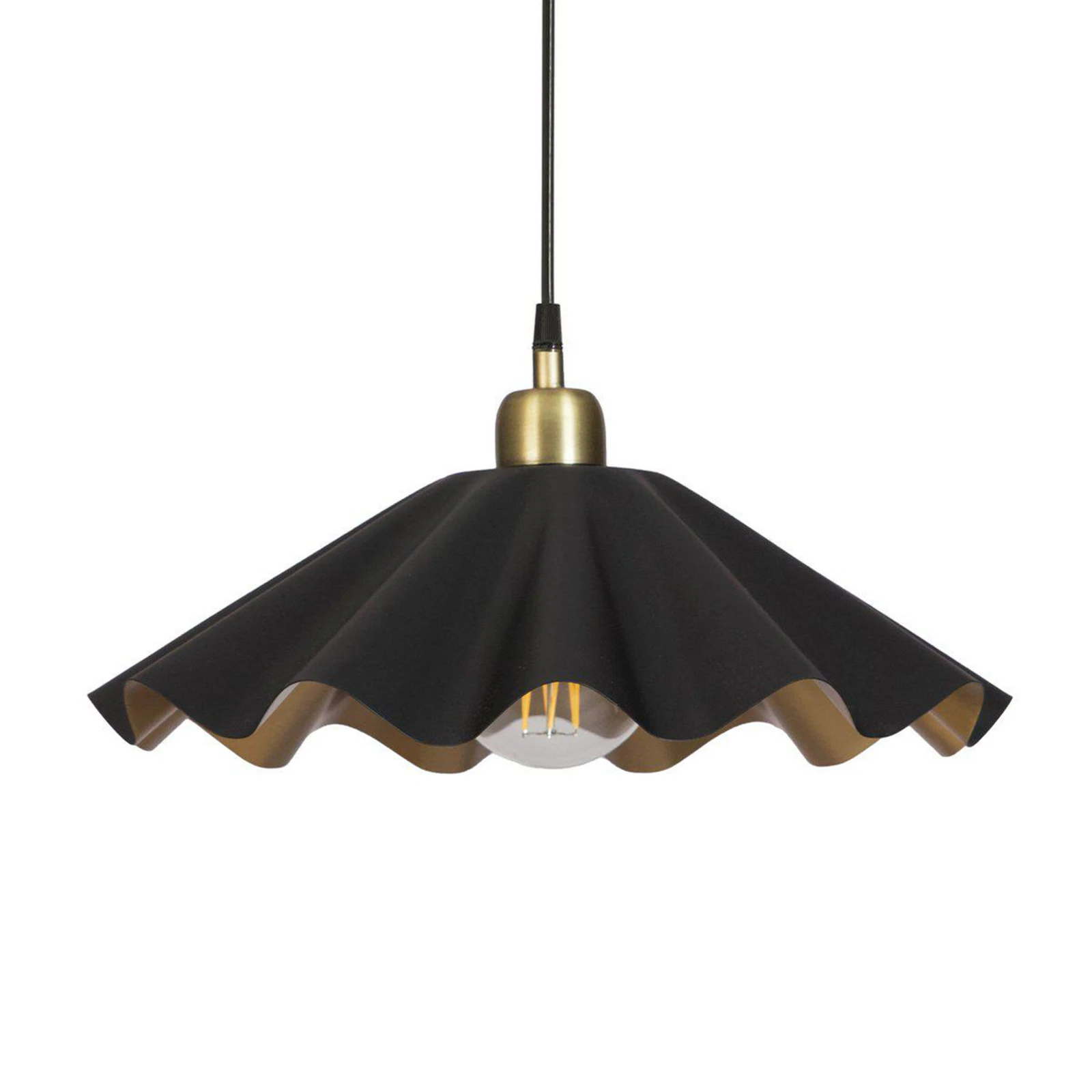 Aira pendant light, black/brass, Ø 41 cm, iron, E27