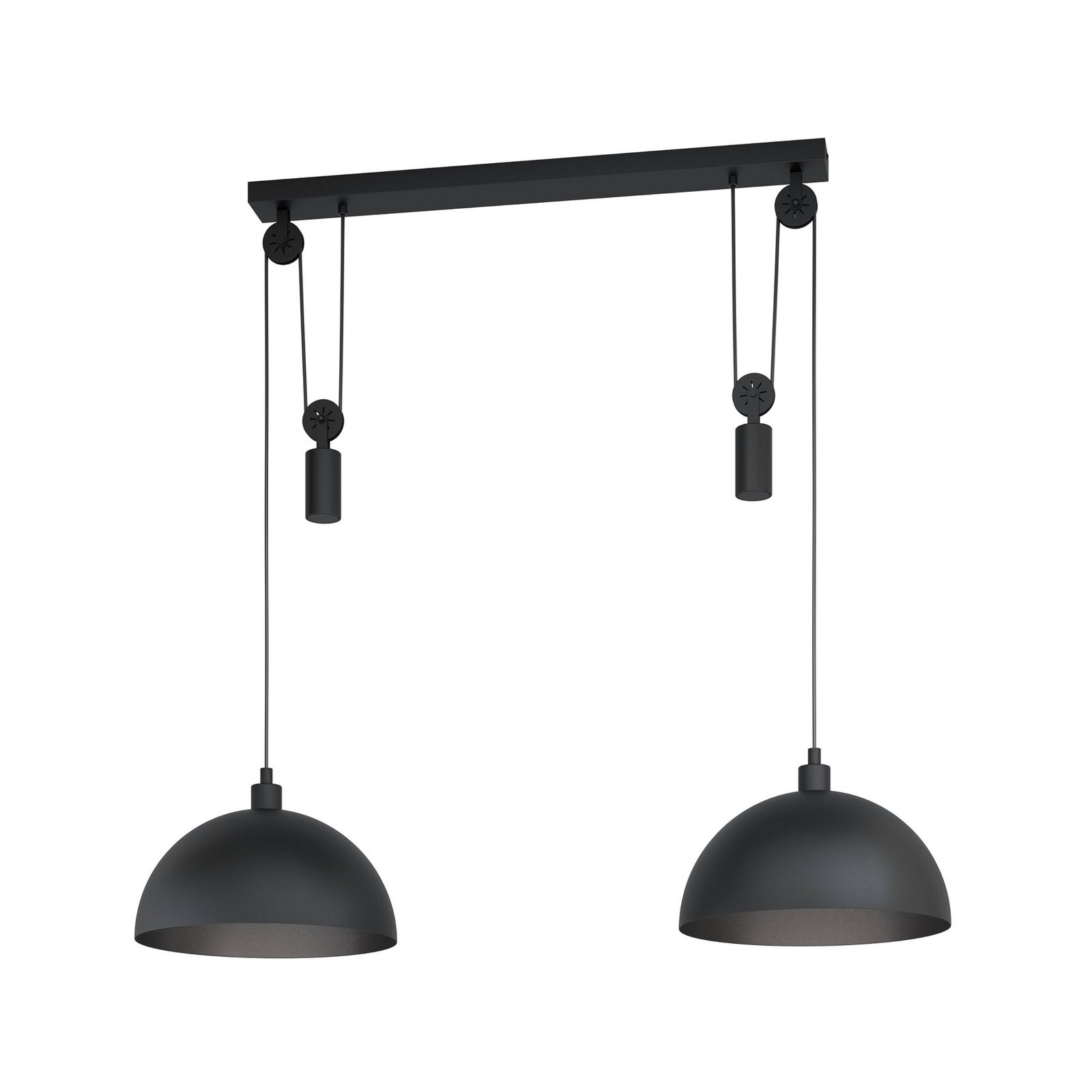 Winkworth hanging light, black, length 118 cm, metal, 2-bulb.