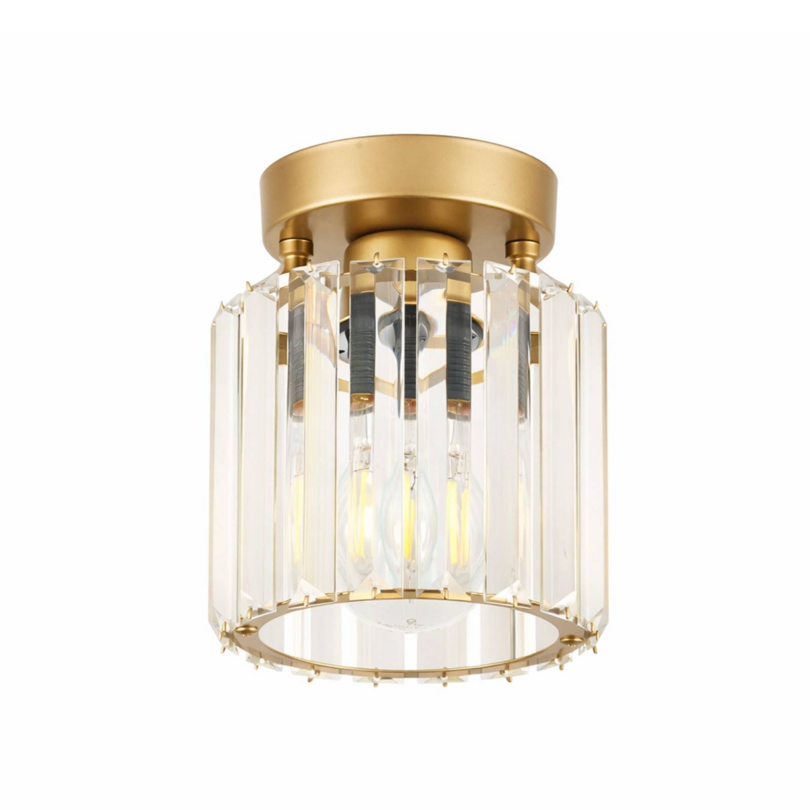 Deckenleuchte Yakops, goldfarben, Ø 13 cm, Glas/Metall, E27