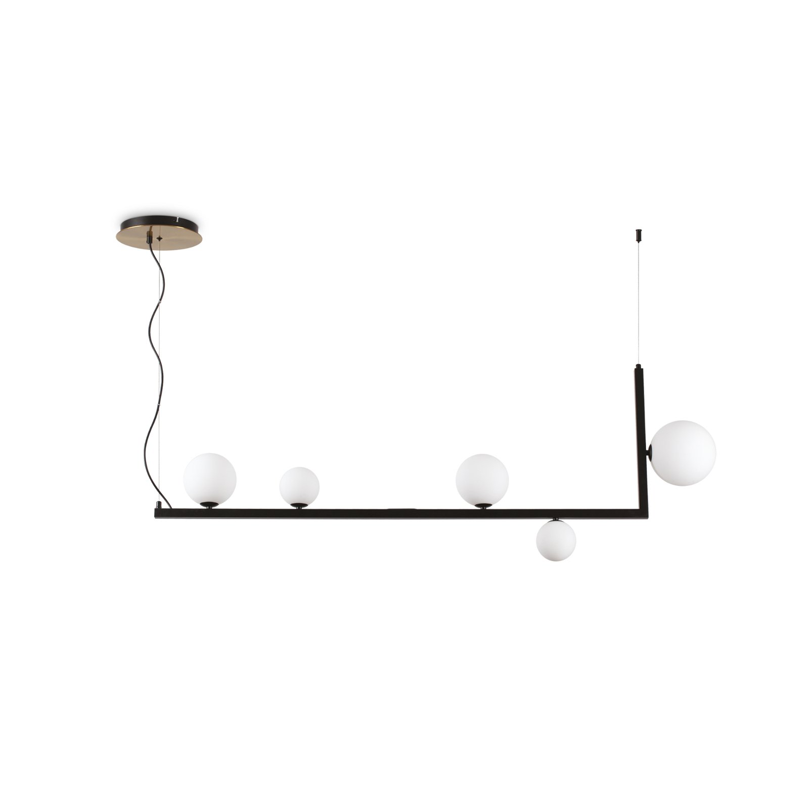 Ideal Lux LED hanging light Birds, metal, black, 5-bulb