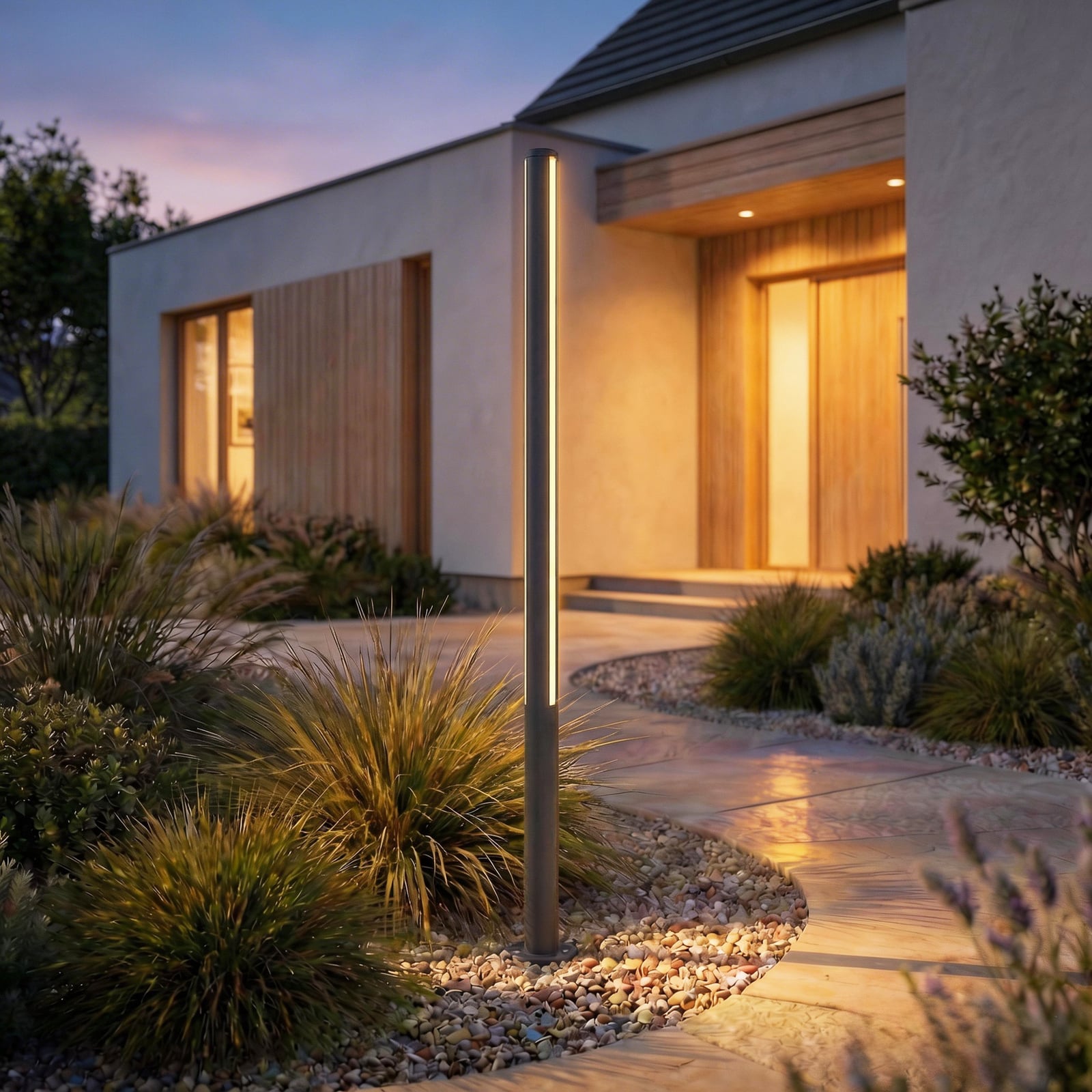 Lynel LED-utelampe, IP54, antrasitt, høyde 200 cm, aluminium - Lucande