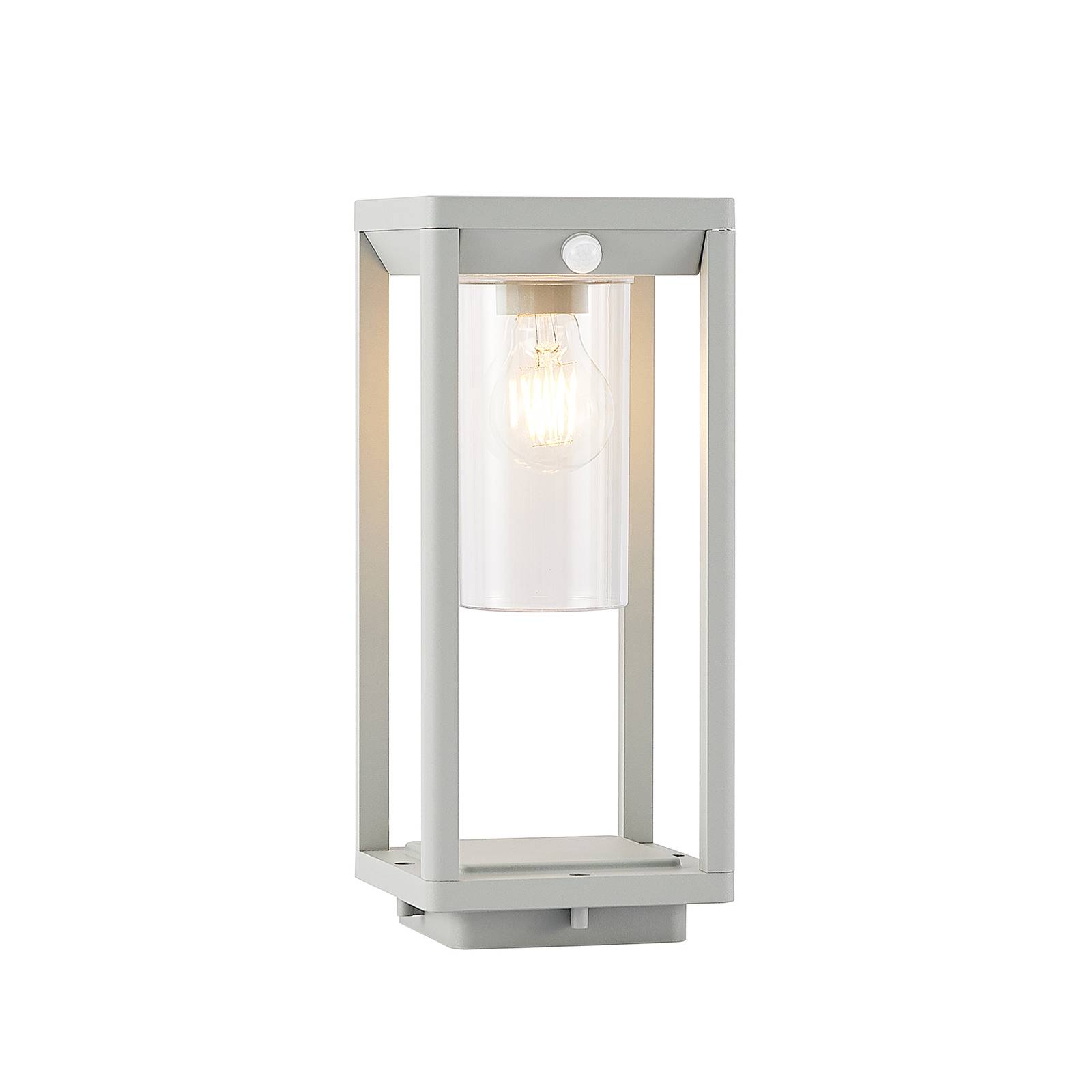 Lindby Abilum -pollarilamppu, hopeanharmaa, 35 cm - moderni pollarivalaisin - pollarivalo - pihavalot liiketunnistimella