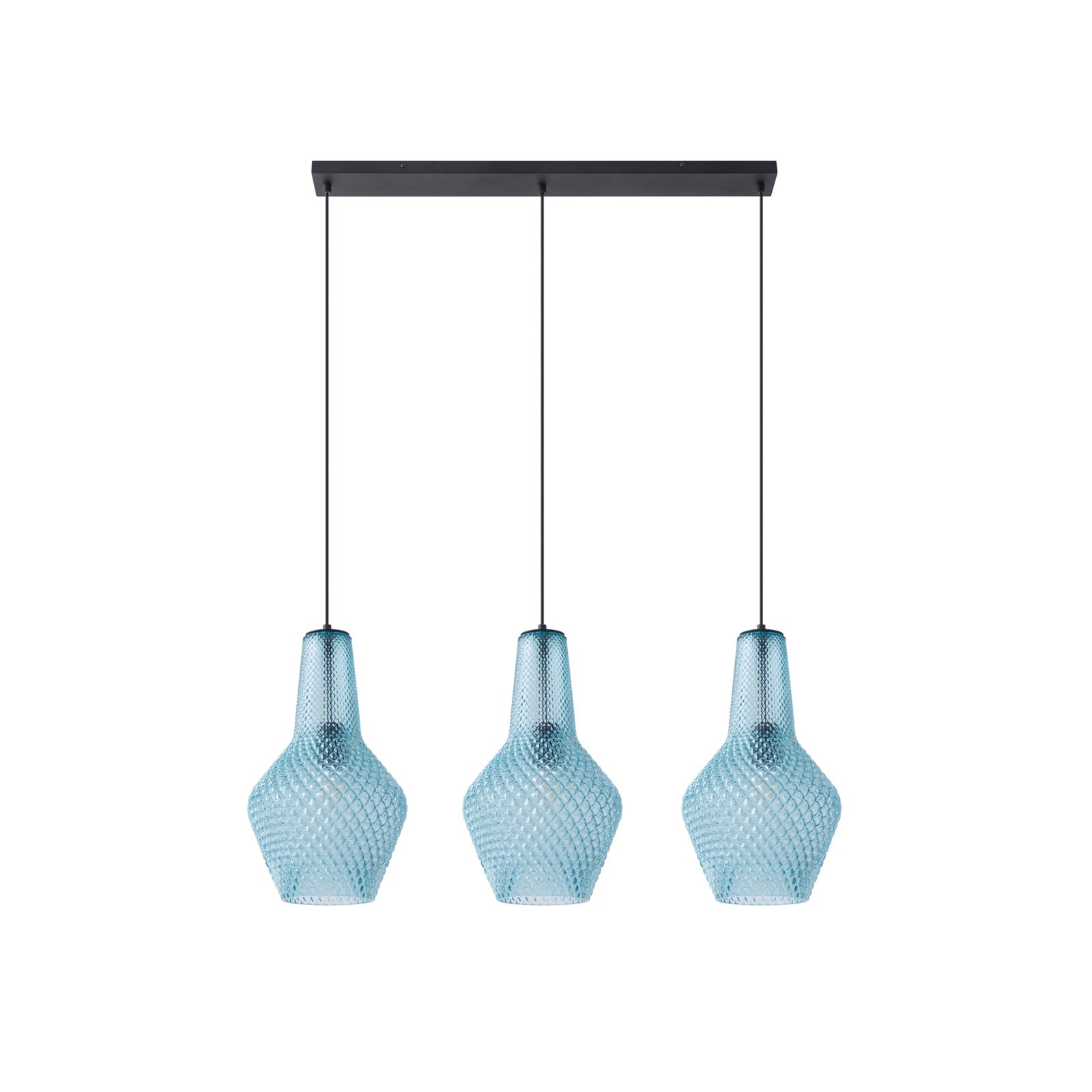 Lindby Drakar pendant light, 3-bulb, light blue