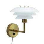 Dyberg Larsen wall lamp DL20, opal/brass-coloured, glass