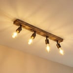 Downlight Duarte, 4 lyskilder, trefarget/svart, tre