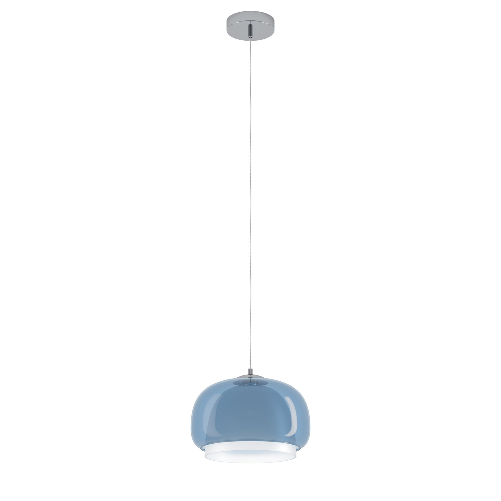 Hanglamp Belomontejo, Ø 30 cm, blauw-transparant, glas