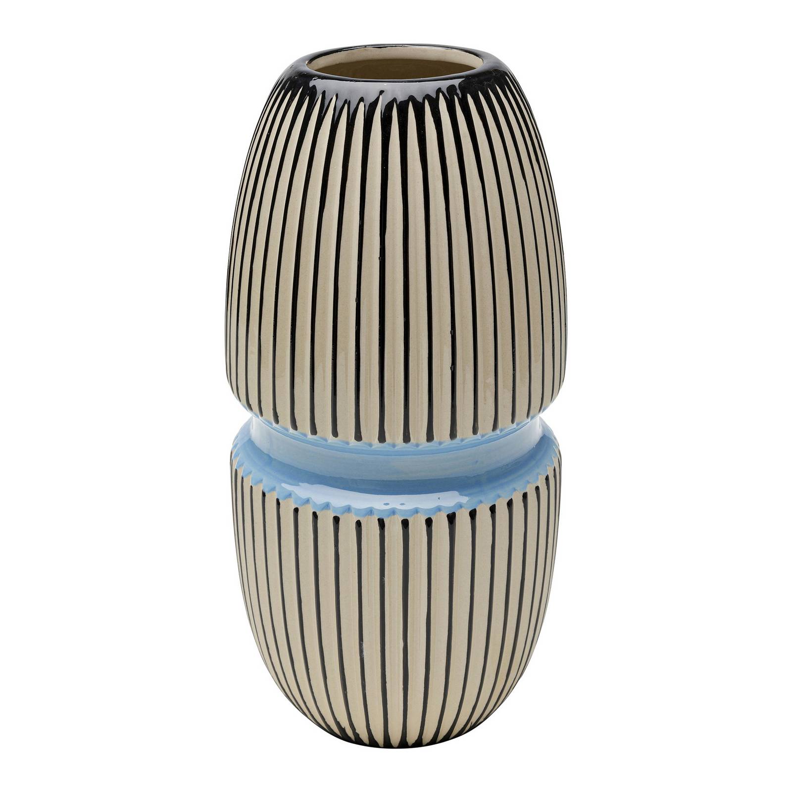 KARE Vase Calabria, blau/beige, Porzellan, handgearbeitet