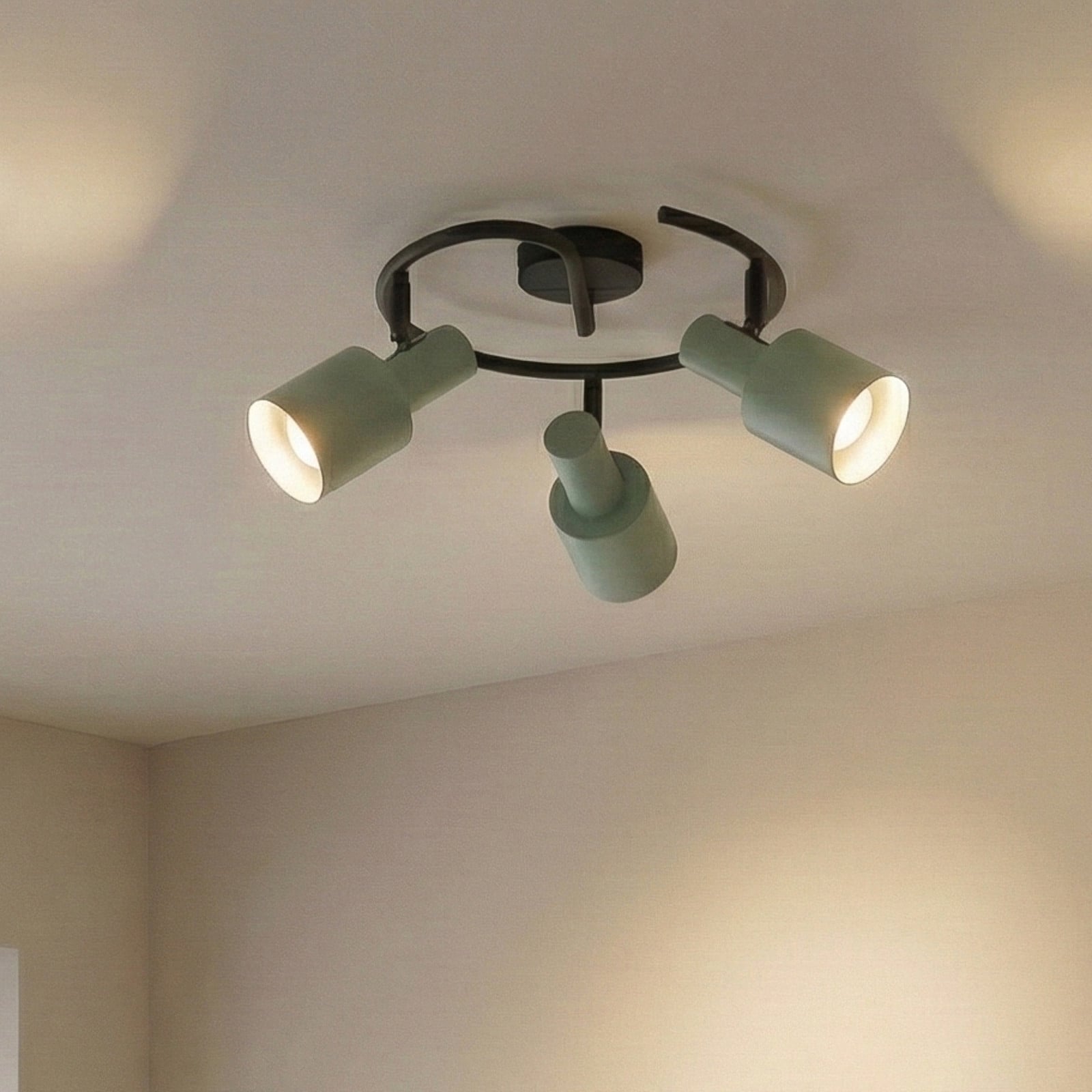 Ovelia 3 Round Plafond Green/Black Lindby - Vardagsrum - Modern - Metall - Med flera ljusk&auml;llor