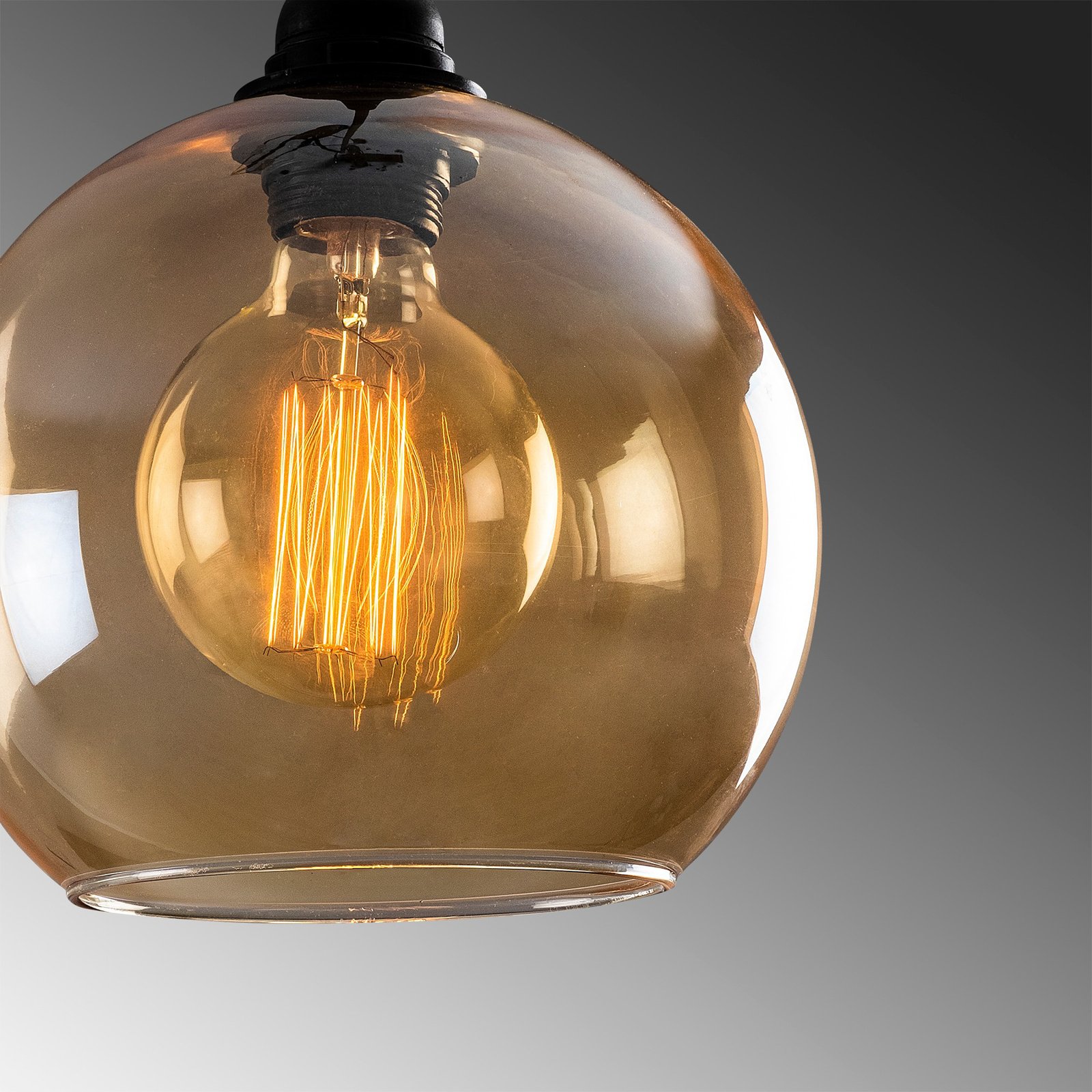 Gold 022 hanging light 3-bulb linear glass Ø 20 cm