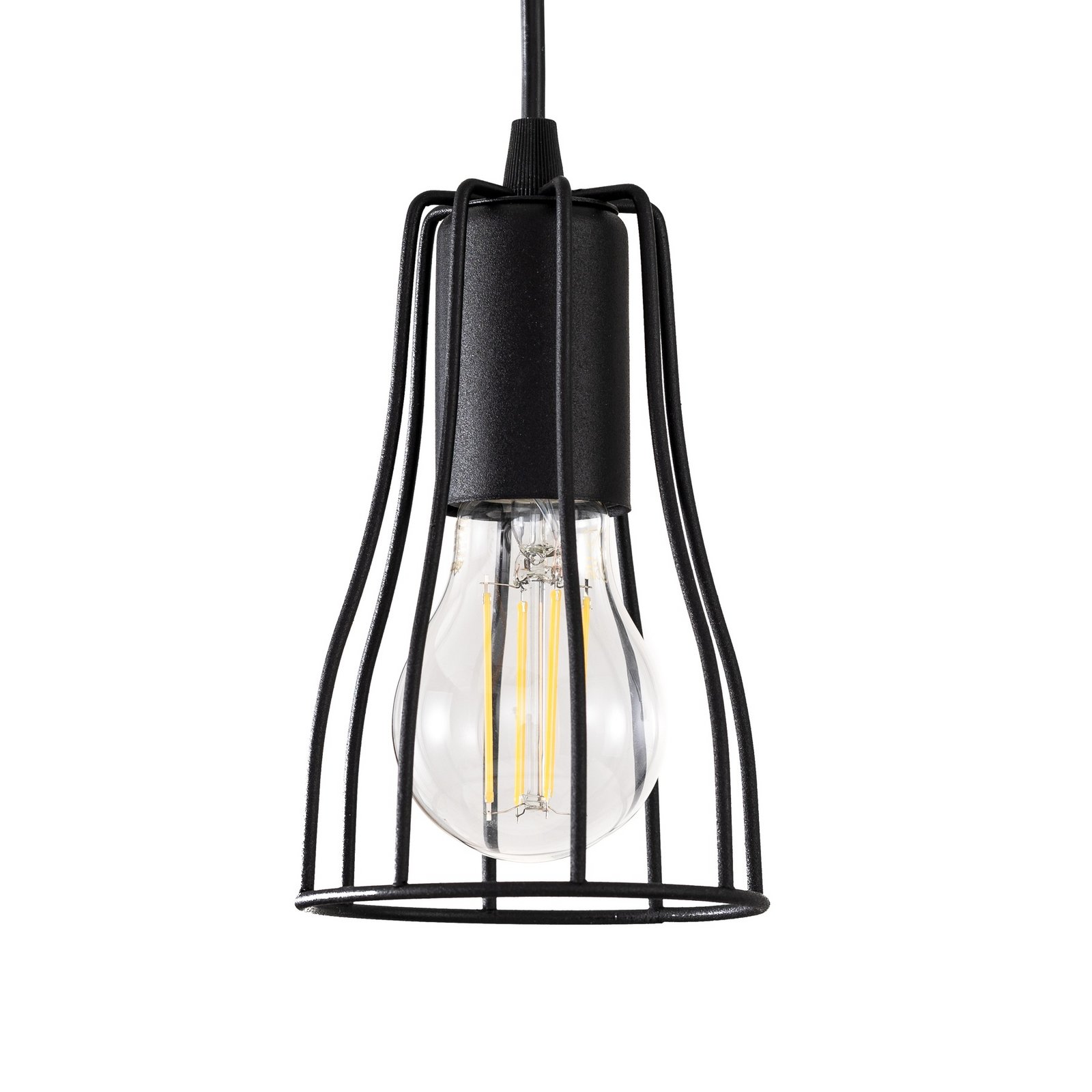 Pendant light Tube Long, black, metal, 5-bulb, E27