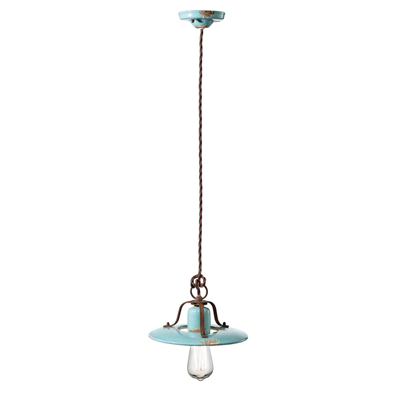 Vintage závěsná lampa Giorgia v tyrkysové barvě