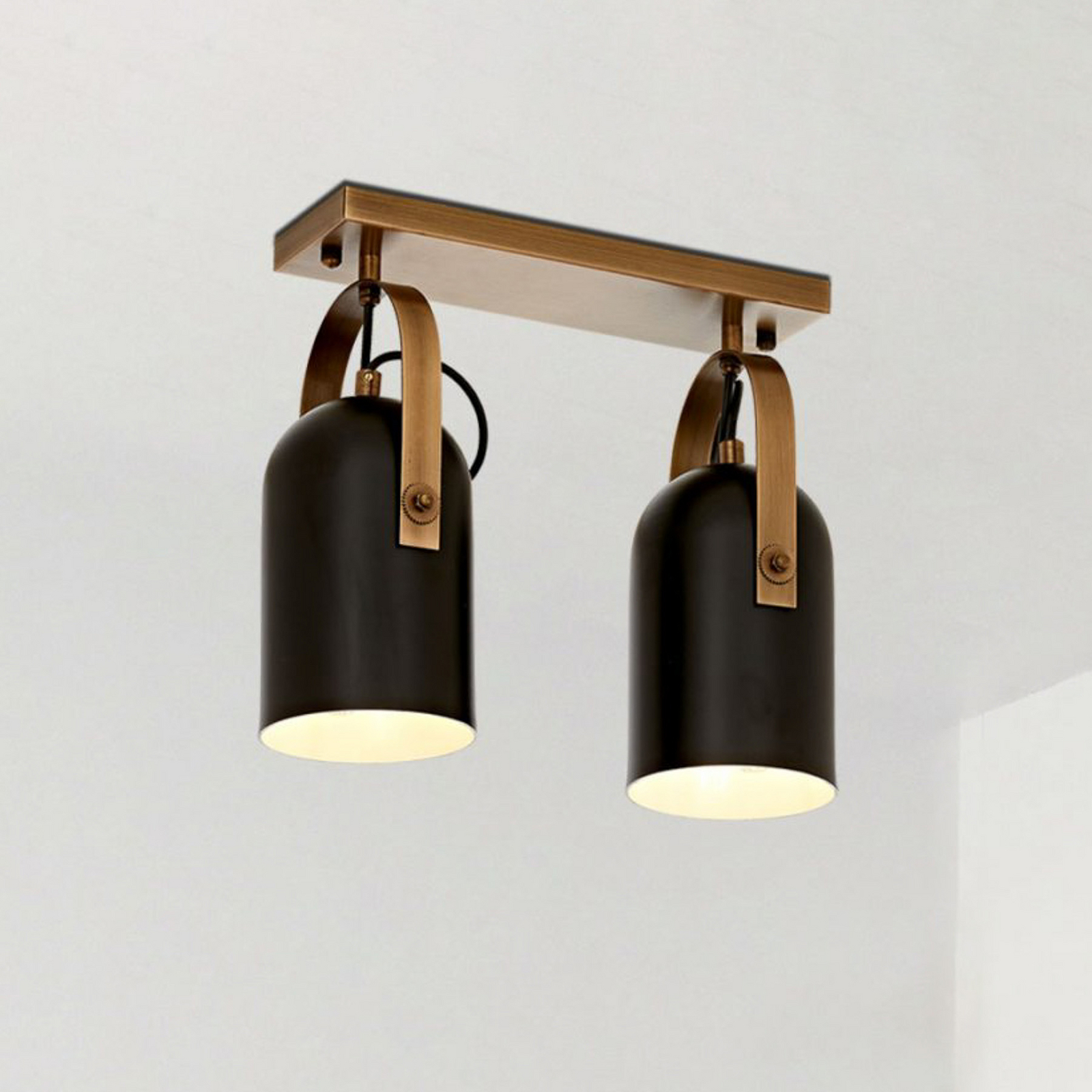Deckenleuchte Esra, schwarz, Länge 32 cm, Metall, 2-flammig