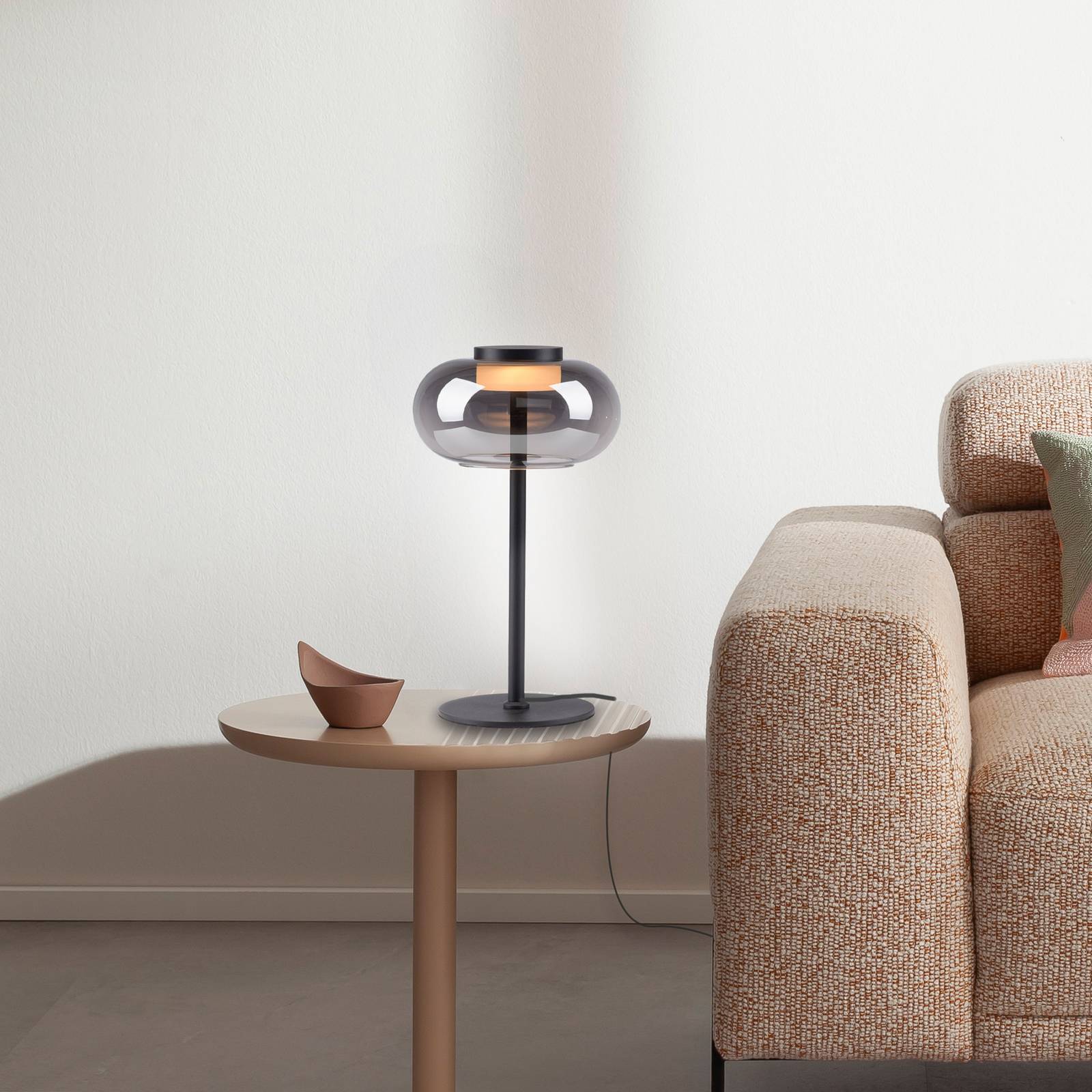 SCHÖNER WOHNEN LED-Tischlampe Sia, schwarz/rauchgrau 3.000 K günstig online kaufen