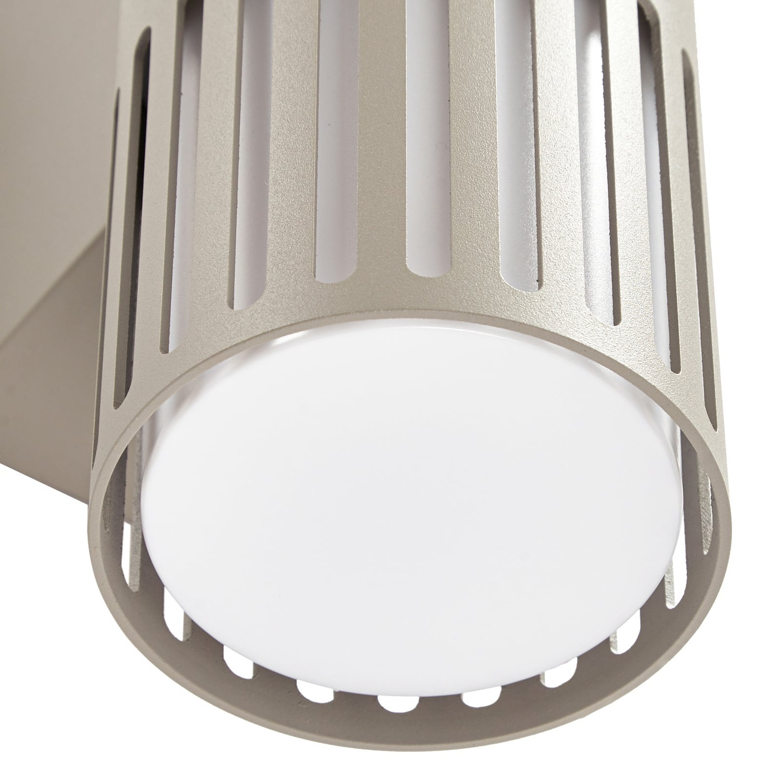 Lurinda utendørs vegglampe, grå, 2 lyskilder, IP44, Ø 10 cm, E27 - Lindby