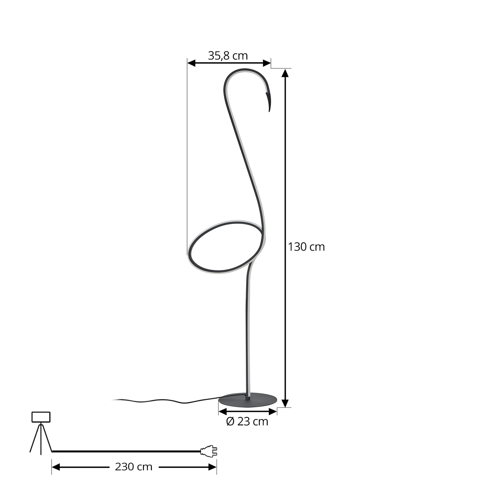 Lindby LED floor lamp Pajaro, 130 cm, black, CCT, dimmable