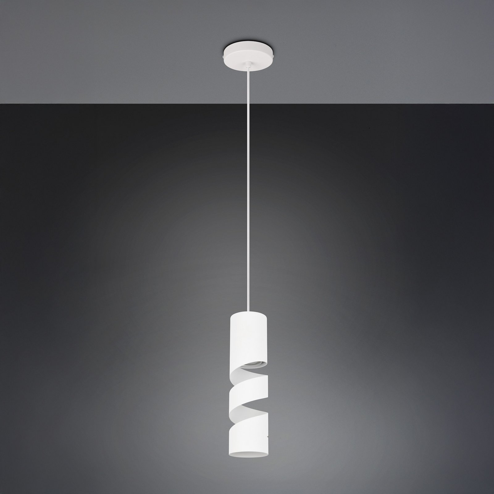 Stream pendant light, white, Ø 8 cm, metal, GU10