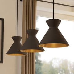 Lampada a sospensione Nastasia cappuccino/ottone a 3 luci