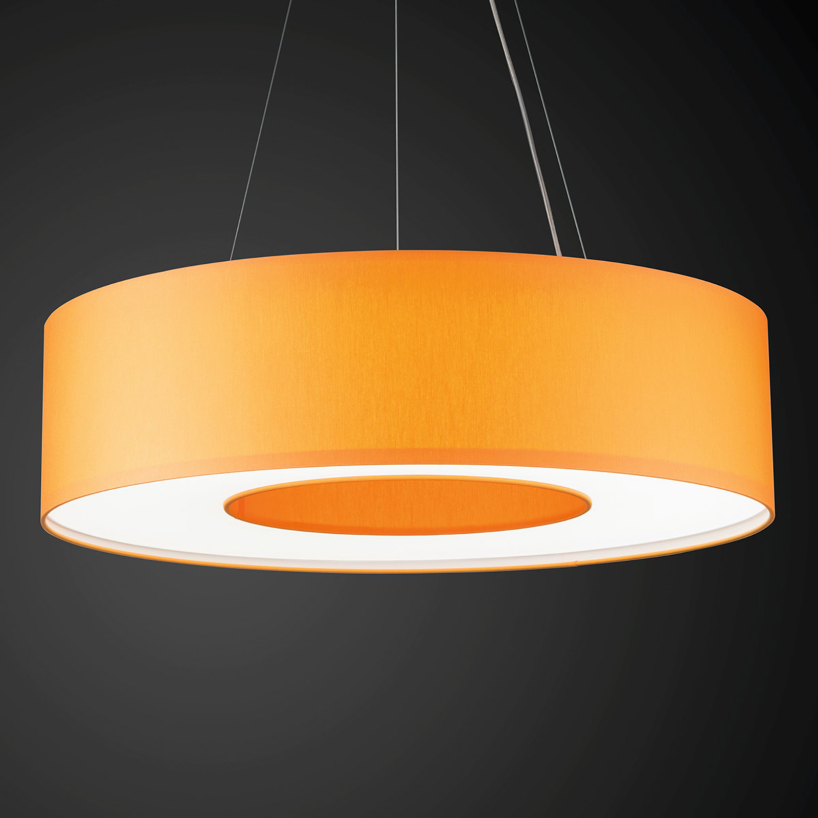 LED-Pendelleuchte Donut dimmbar mit Chintz-Schirm