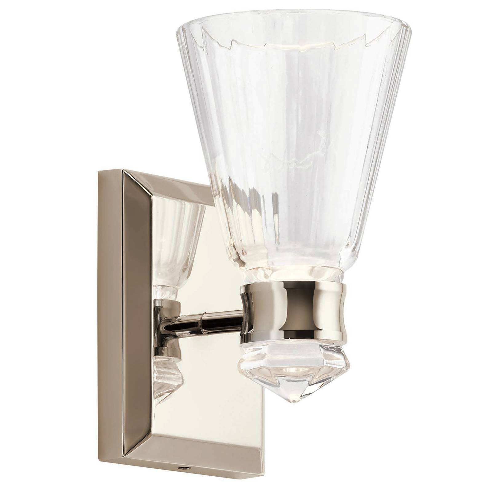 LED-Wandleuchte Kayva, IP44, 1-flammig, nickel poliert