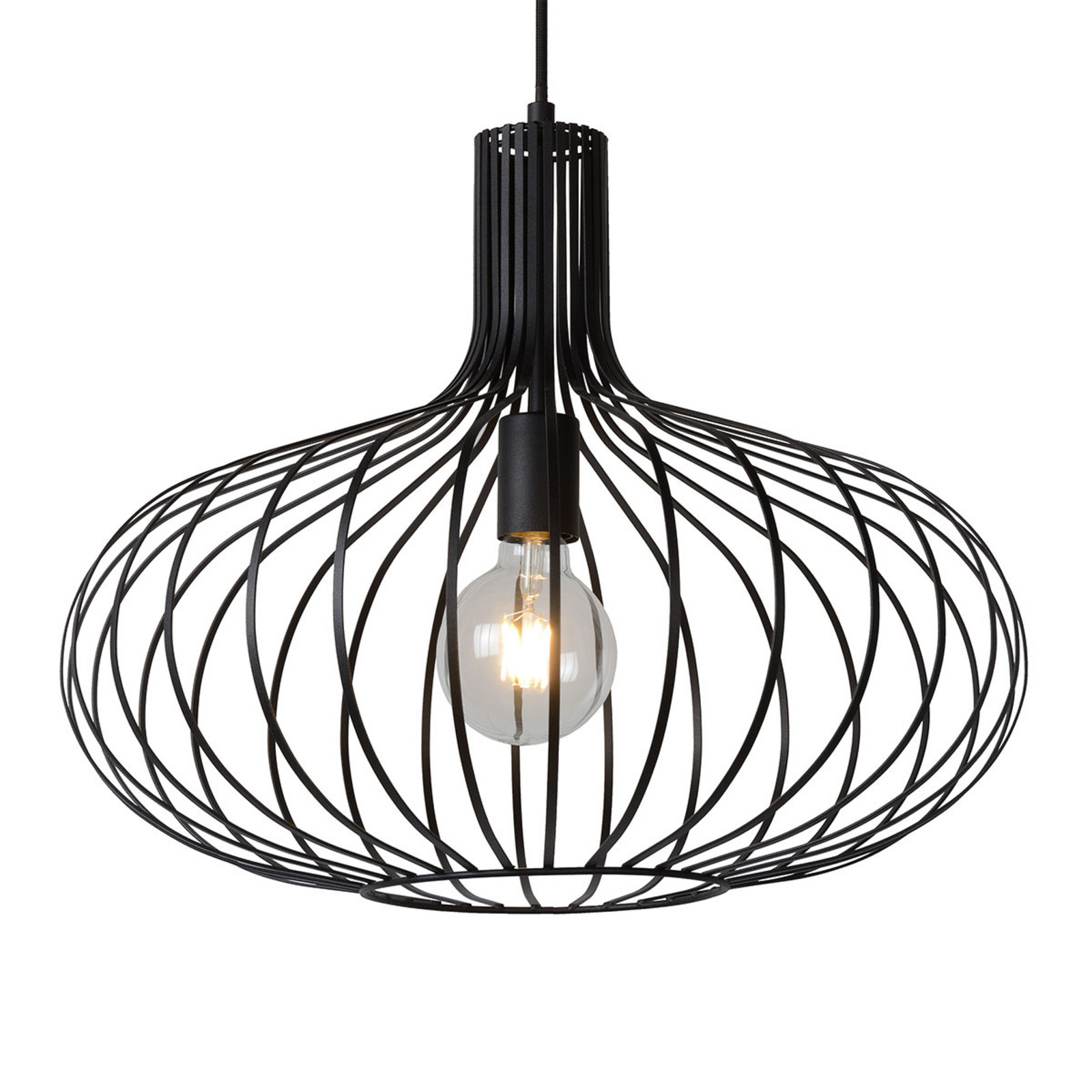 Lucide Manuela lampă suspendată cu cușcă în negru 50 cm - Camera de zi / sufragerie - Modern - Metal