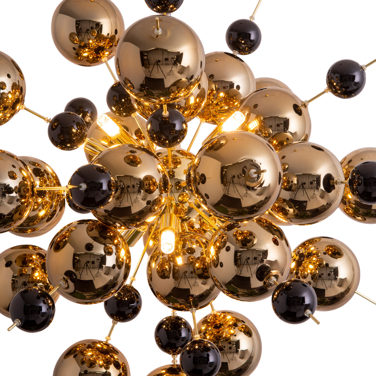 Závesná lampa Explosion so zlatými guľami