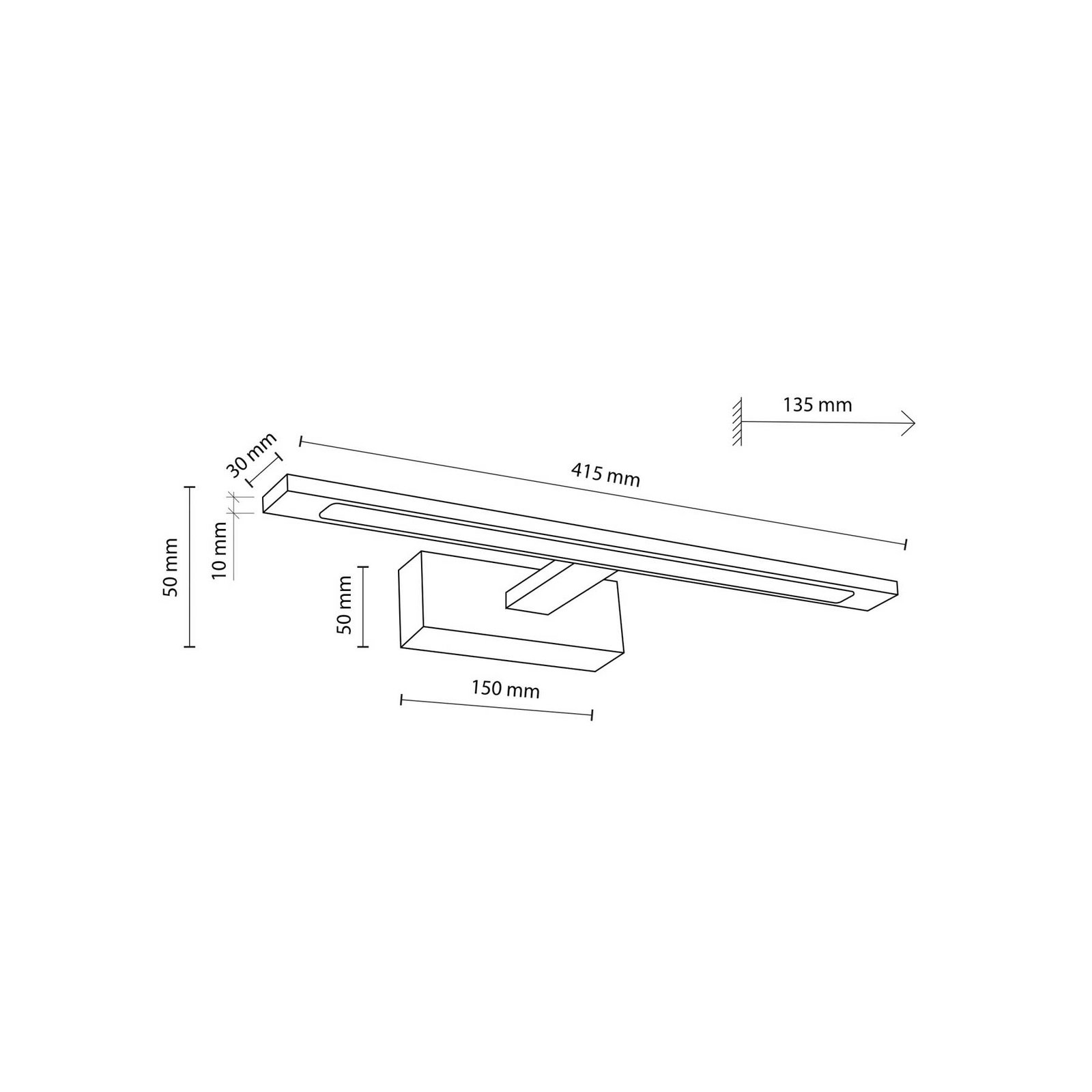 LED wall lamp Gallery chrome-coloured metal width 41.5 cm IP44