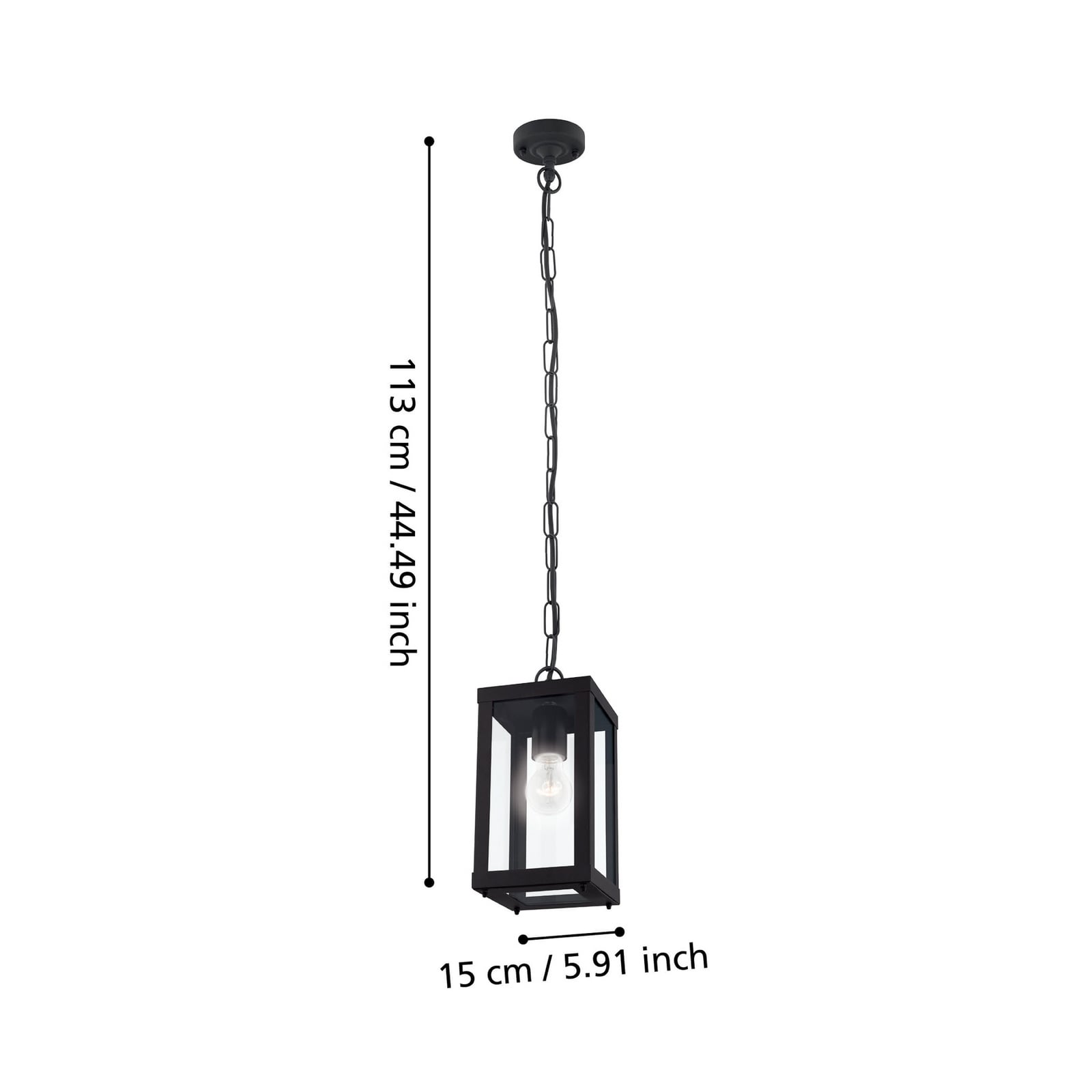 Välisriputuslamp Alamonte 1, must, pikkus 15 cm, metall