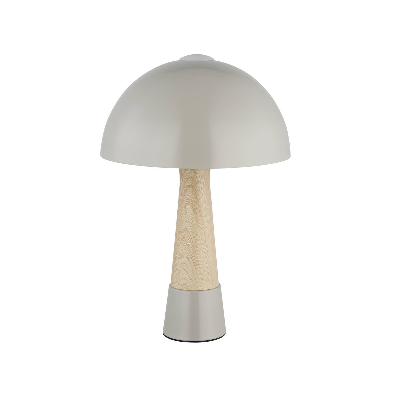Tischlampe Paulin, grau matt/holzoptik, Metall, Höhe 36,5 cm