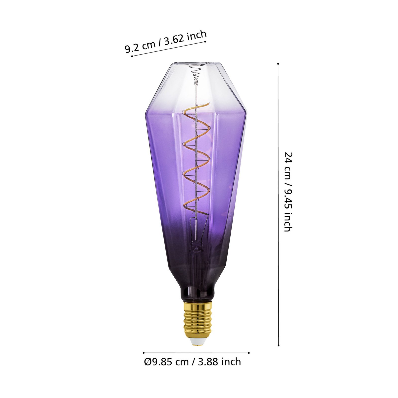 Ampoule LED E27 4W T100 1.800K filament pourpre dim