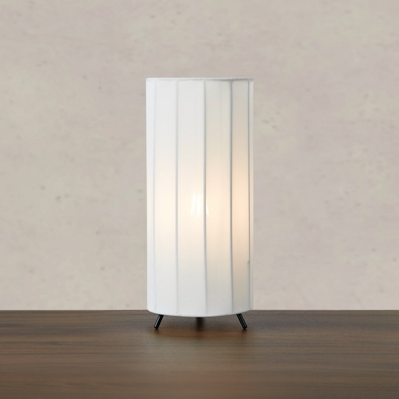 Lampada da tavolo Hikari, Ø 14 cm, bianco/nero, tessuto/metallo
