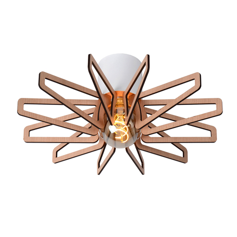 Deckenlampe Zidane 45 cm weiß mit Holzelementen
