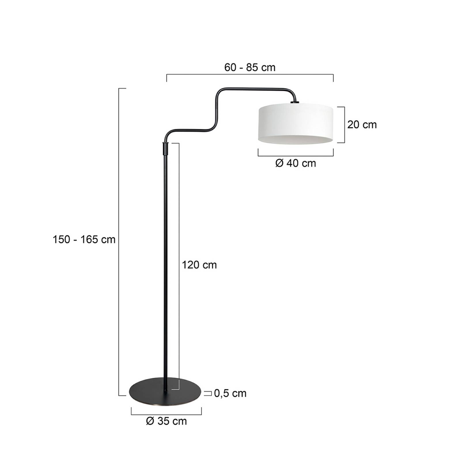 Steinhauer Stojací lampa Bloeba, černá/bílá, výška 165 cm, plátno