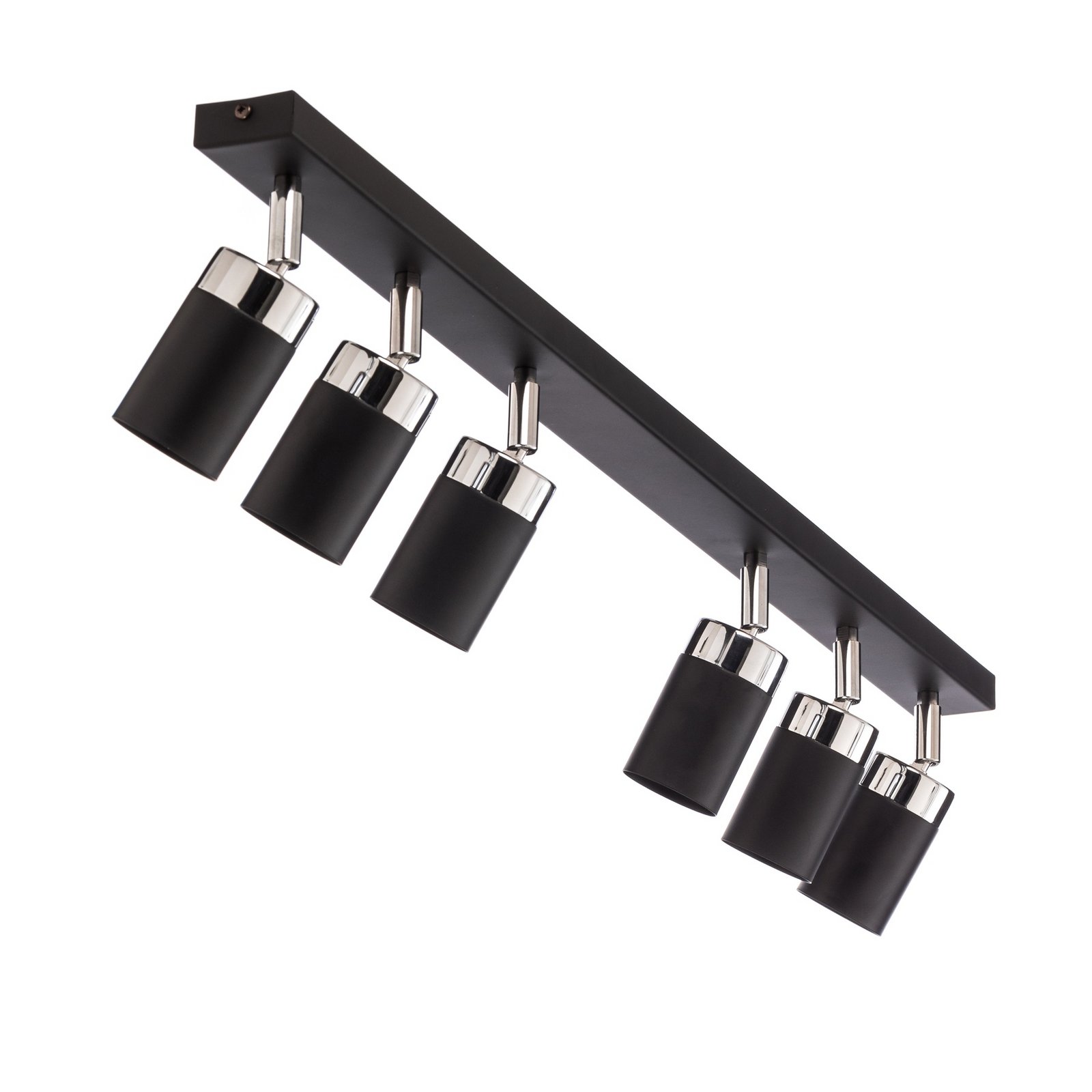 Joker ceiling spotlight, black/silver, six-bulb