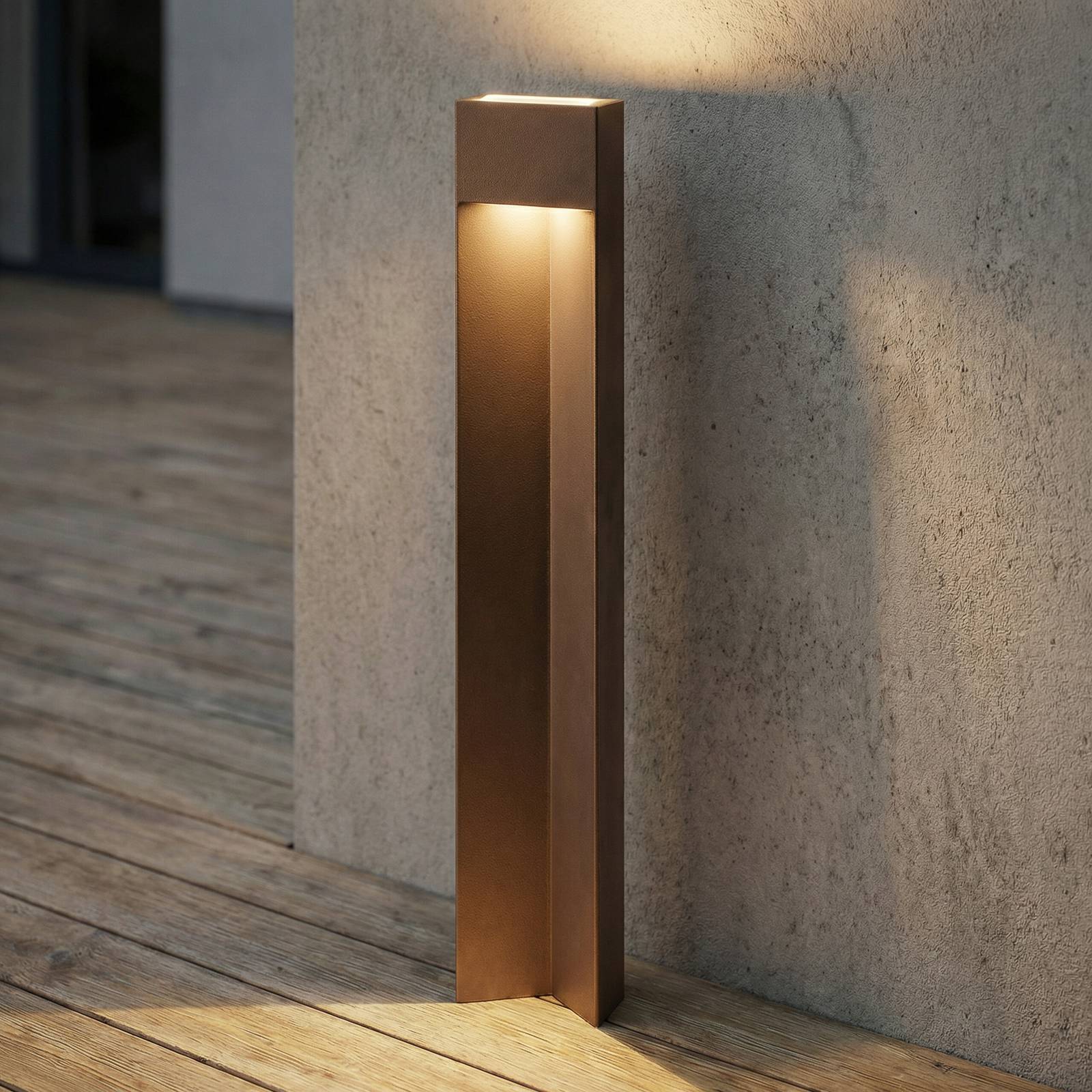 Bornes lumineuses LED Lucande Kaholo, marron, 90 cm, IP44