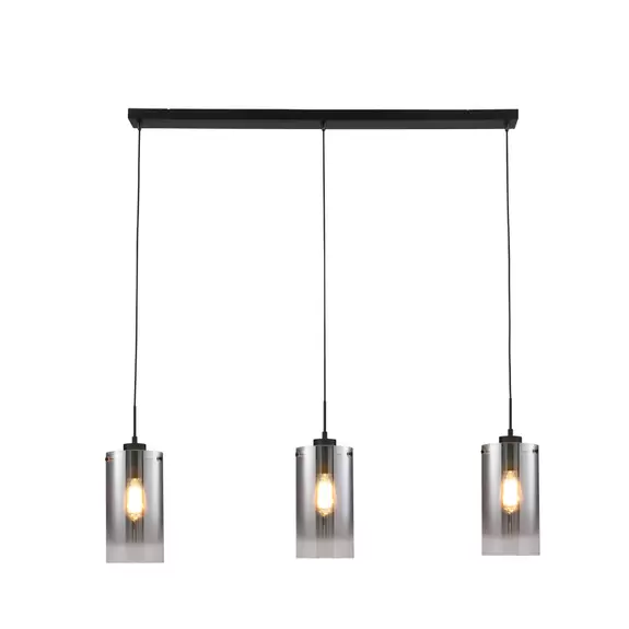 Lampenwelt Hängelampe Ventotto, schwarz/rauch, Länge 105 cm, 3-flg